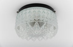 1. of 2 Lovely Crown Glass Wall Lamp or Flush Mount Light, 1960s Germany