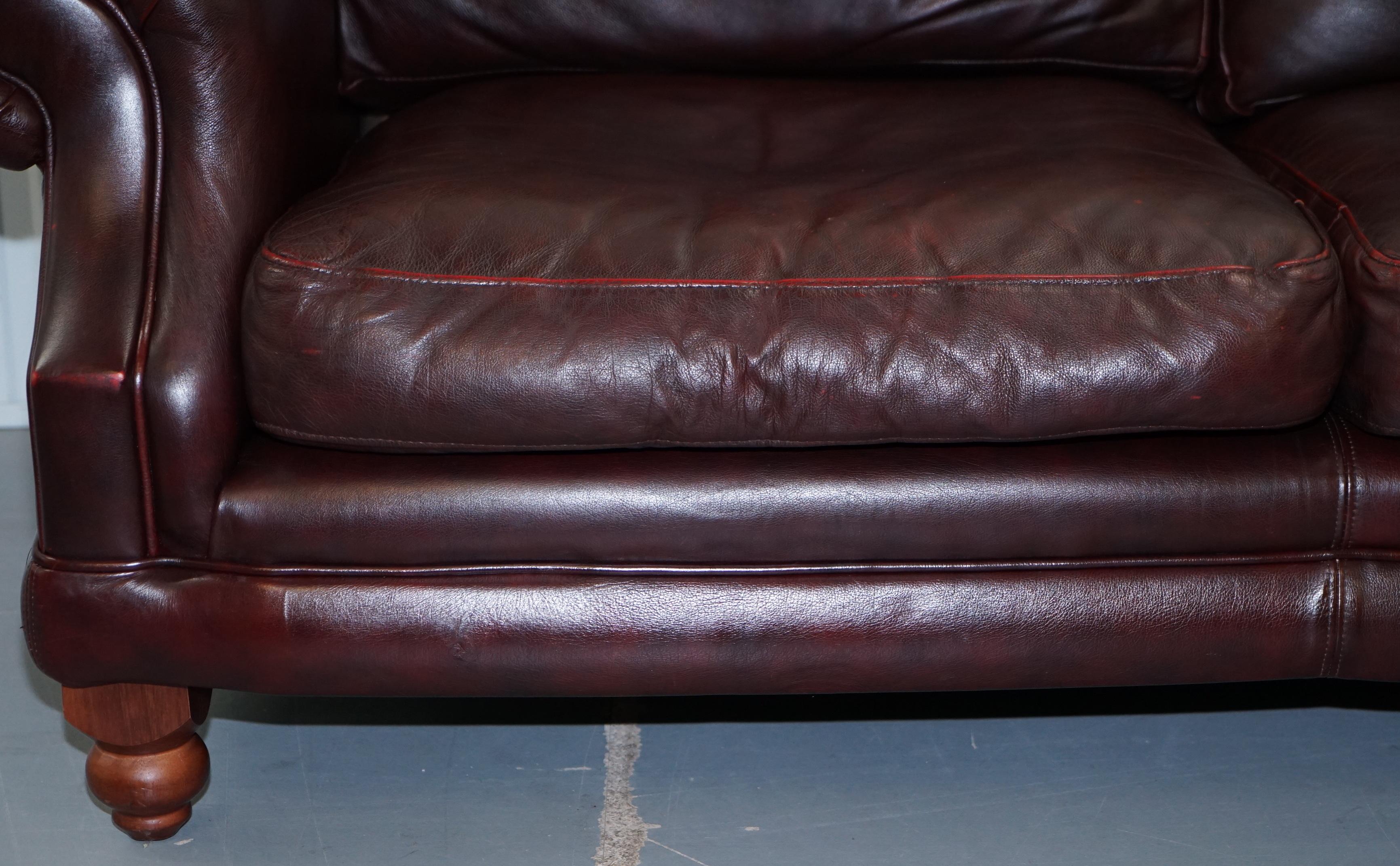 1 of 2 Lovely Thomas Lloyd Consort Oxblood Leather Three-Seat Sofas 2