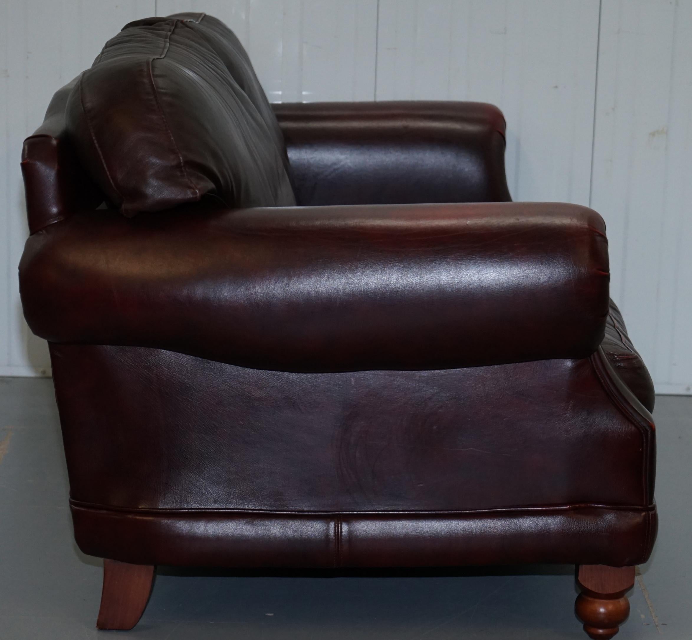 1 of 2 Lovely Thomas Lloyd Consort Oxblood Leather Three-Seat Sofas 5