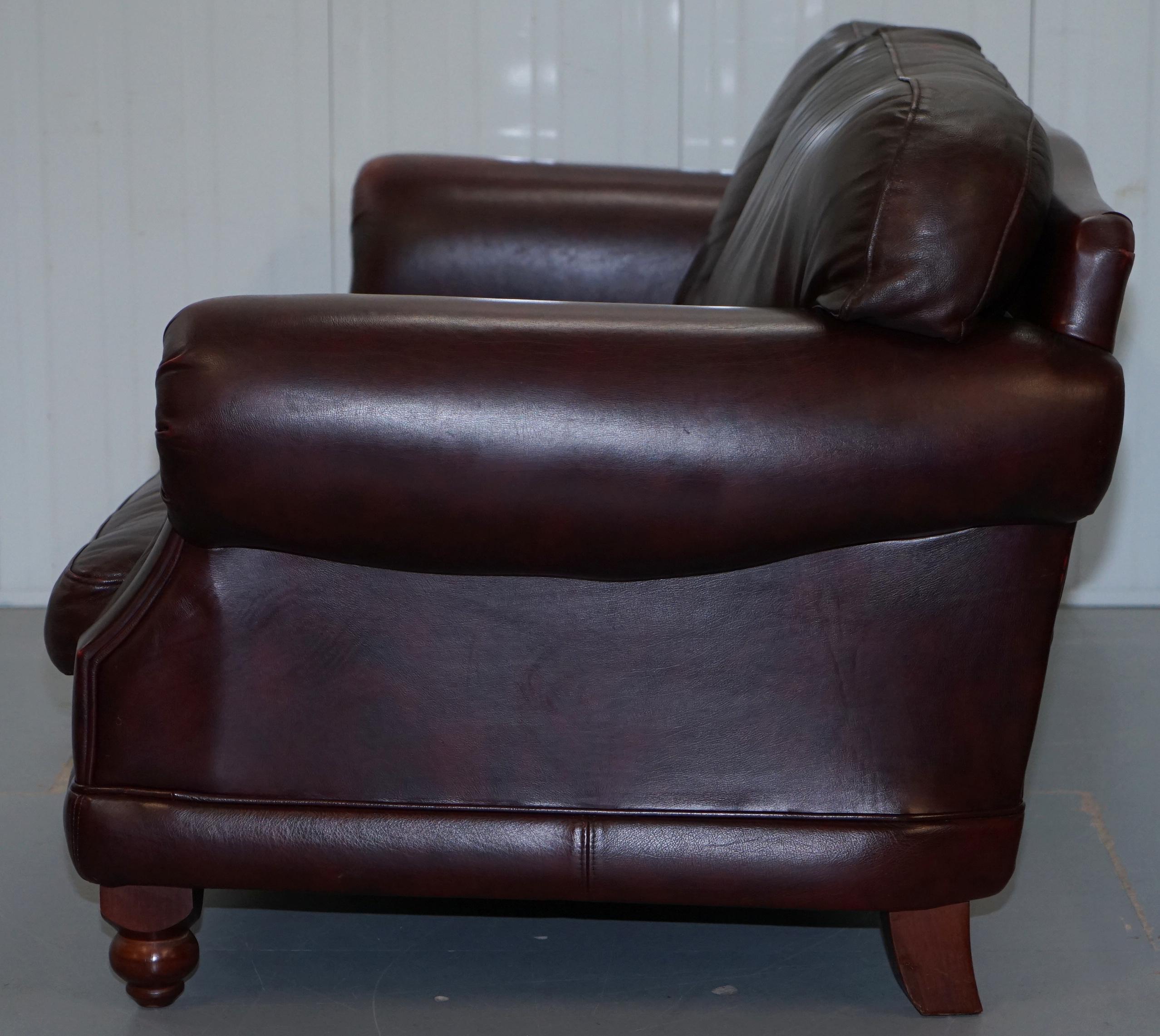 1 of 2 Lovely Thomas Lloyd Consort Oxblood Leather Three-Seat Sofas 7