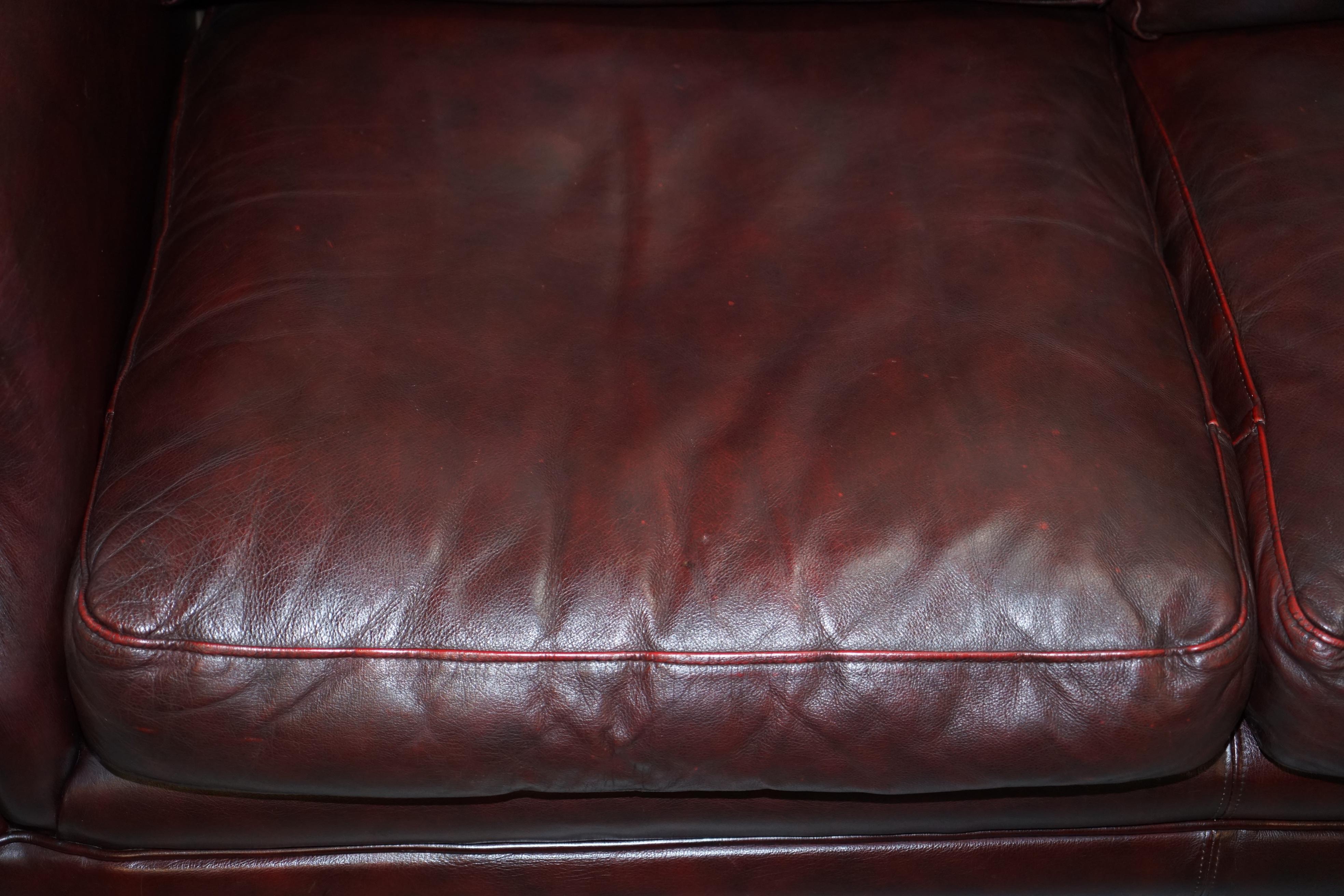 Modern 1 of 2 Lovely Thomas Lloyd Consort Oxblood Leather Three-Seat Sofas