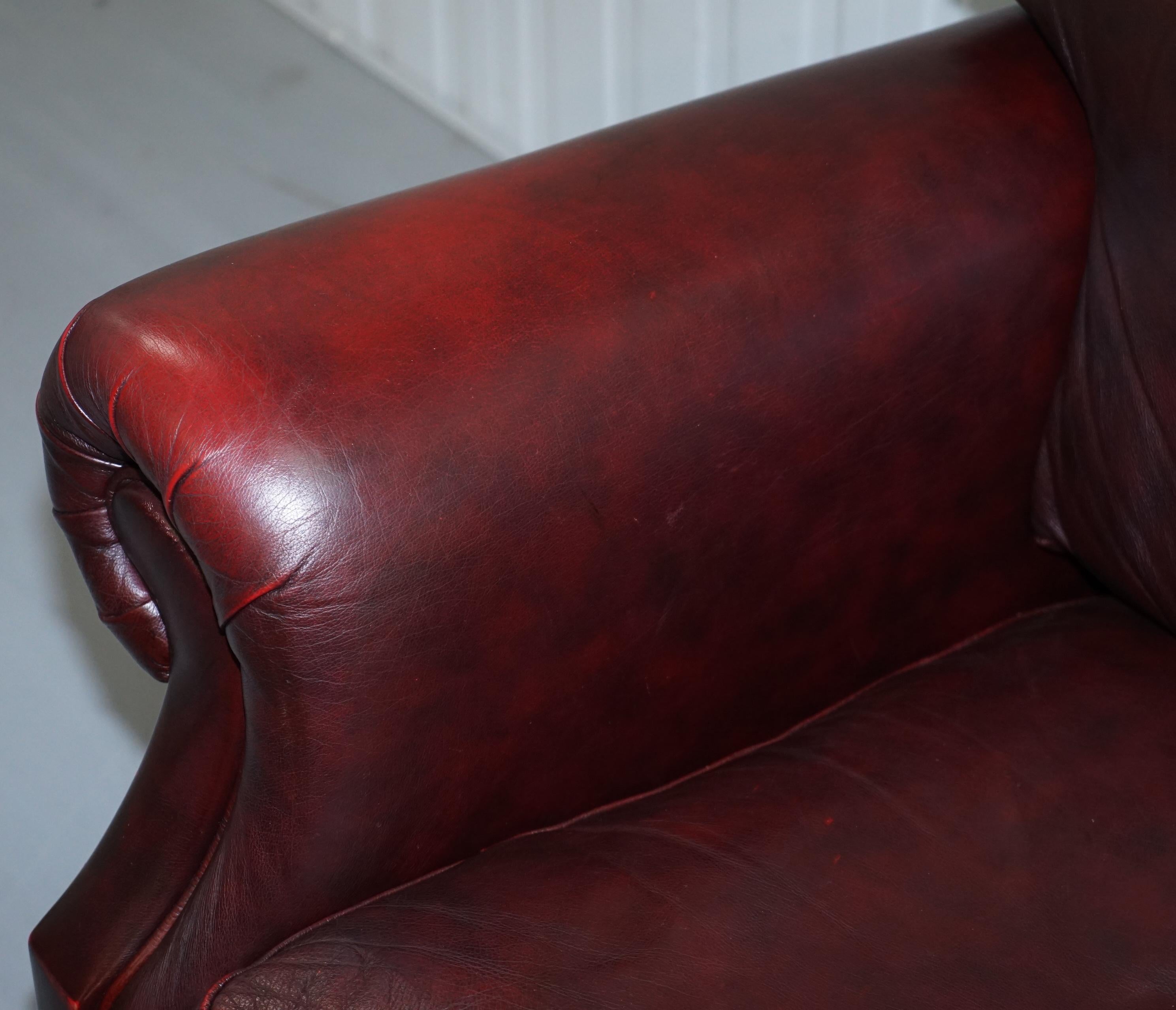 Contemporary 1 of 2 Lovely Thomas Lloyd Consort Oxblood Leather Three-Seat Sofas