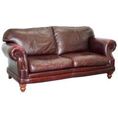 1 of 2 Lovely Thomas Lloyd Consort Oxblood Leather Three-Seat Sofas