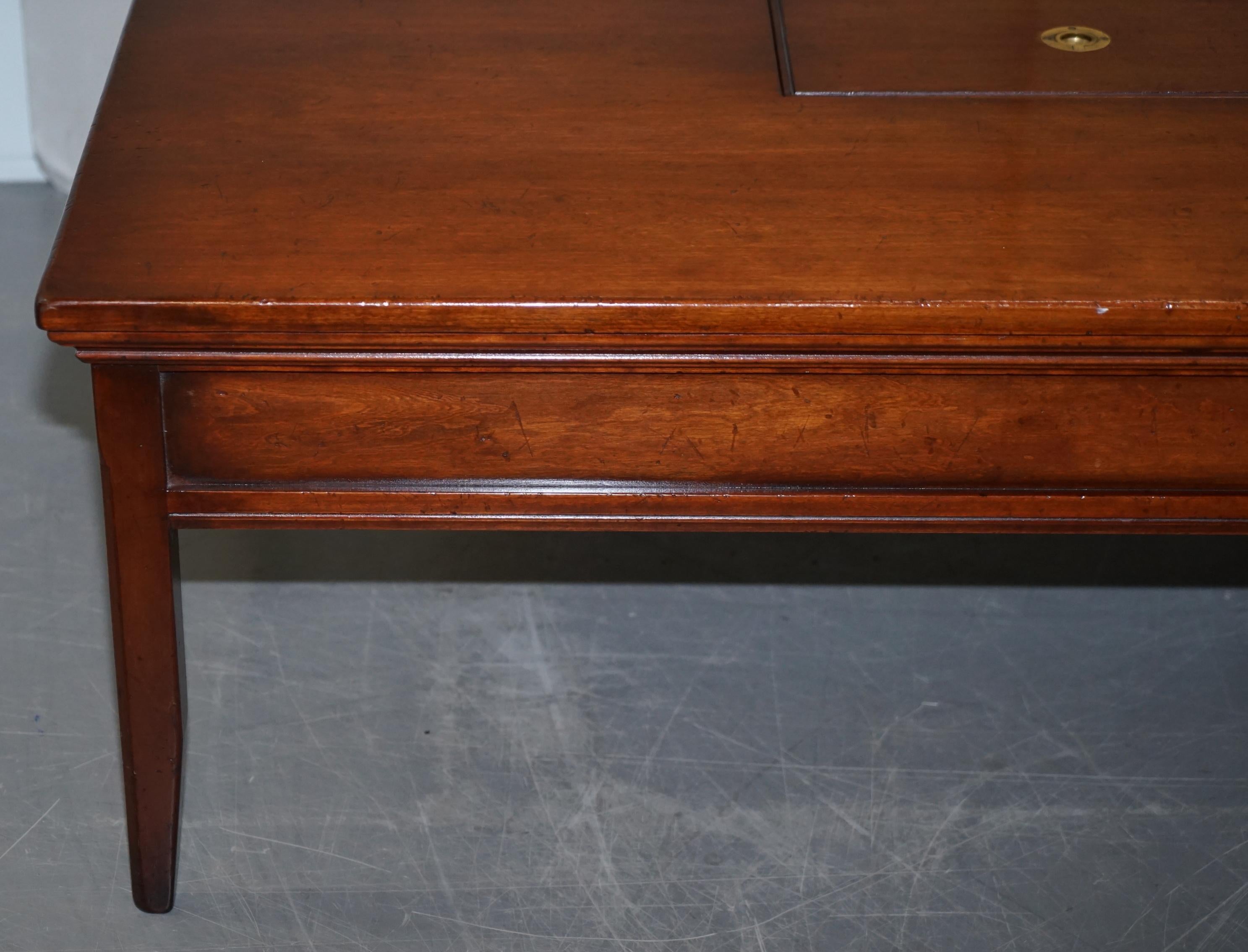 Hand-Crafted 1 of 2 Hardwood Harrods Kennedy Military Campaign Coffee Table Internal Storage