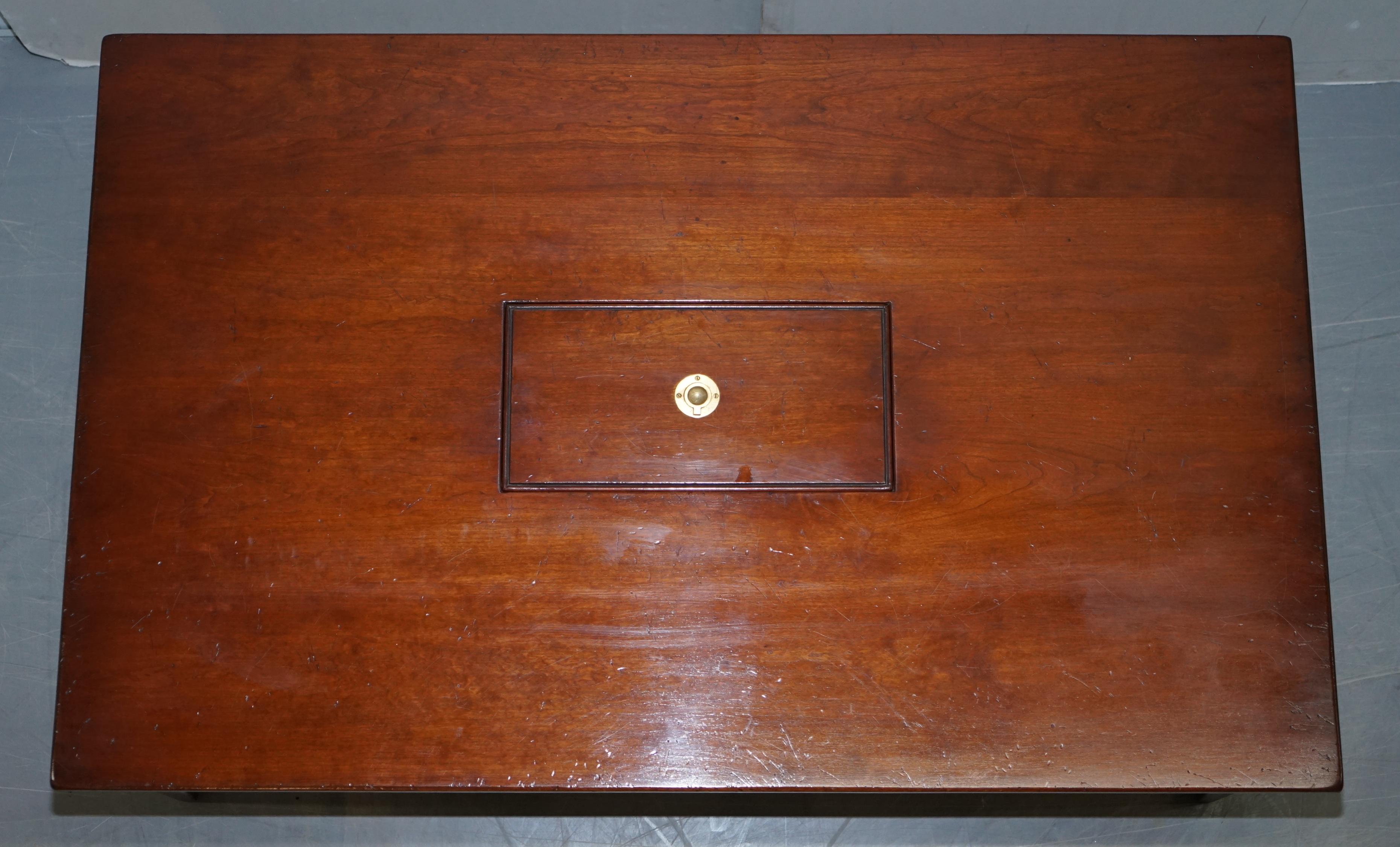 1 of 2 Hardwood Harrods Kennedy Military Campaign Coffee Table Internal Storage In Good Condition In West Sussex, Pulborough