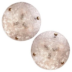 1 of 2 Massive Textured Murano Flush Mount / Wall Lights by Hillebrand