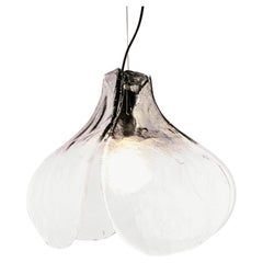 1 de 3 lampes à suspension Mazzega Tulip en verre de Murano ambré et transparent Carlo Nason Italie