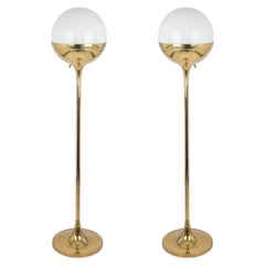 1 of 2 Mid-Century brass globe floor lamp by U.W for Art & Craft, Germany, 1960s