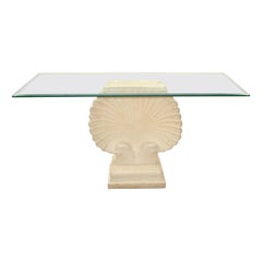 1 of 2 Mid-Century Modern Nautical Hand-Carved Concrete Sea Shell Console Table