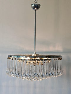 1 of 2 Mid Century Murano Glass Chandelier "Waterfall" by Venini, Italy 1970s