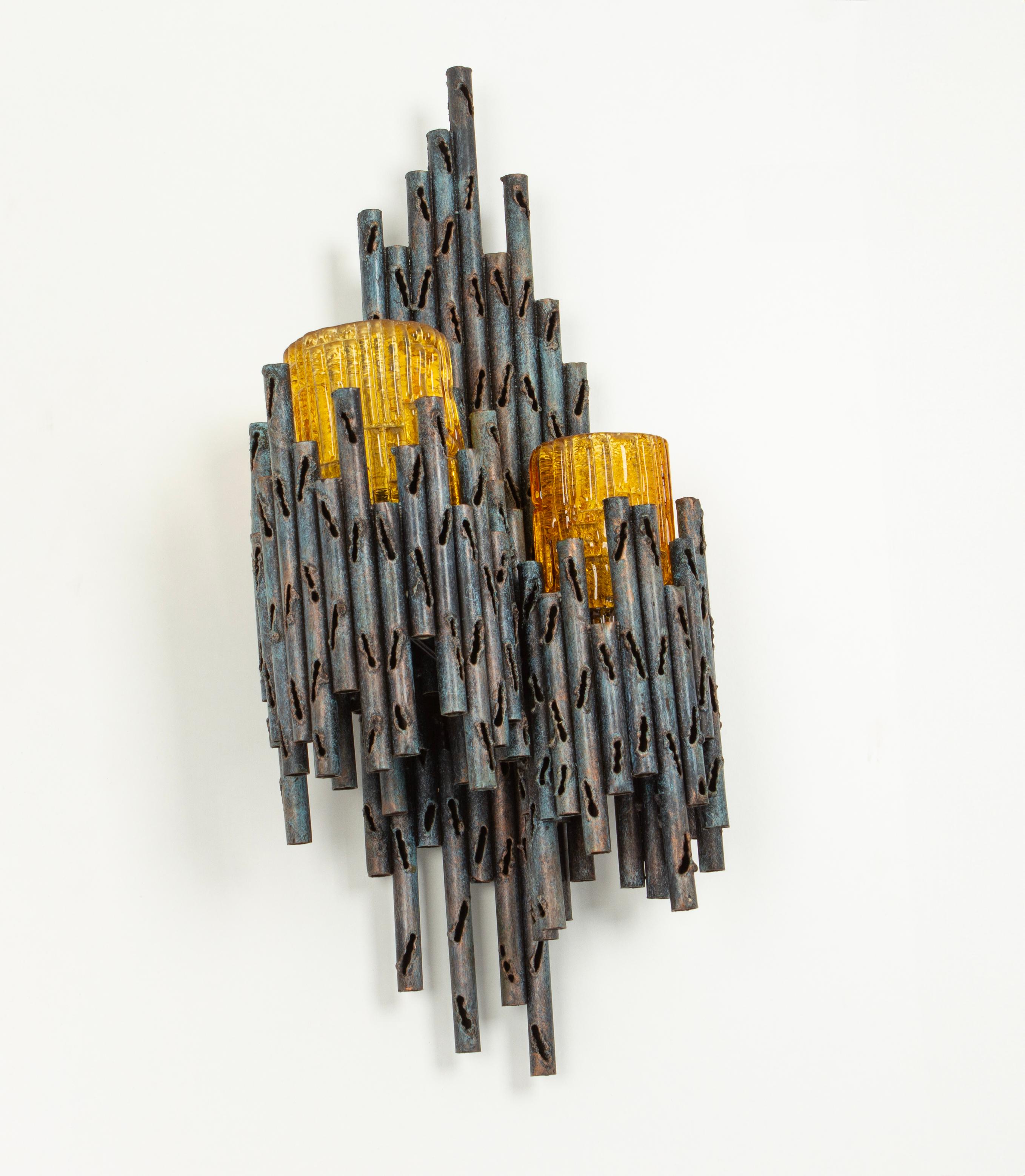 Mid-Century Modern 1 of 2 Mid-Century Murano Wall Sconces by Tom Ahlstrom and Hans Ehrlich For Sale