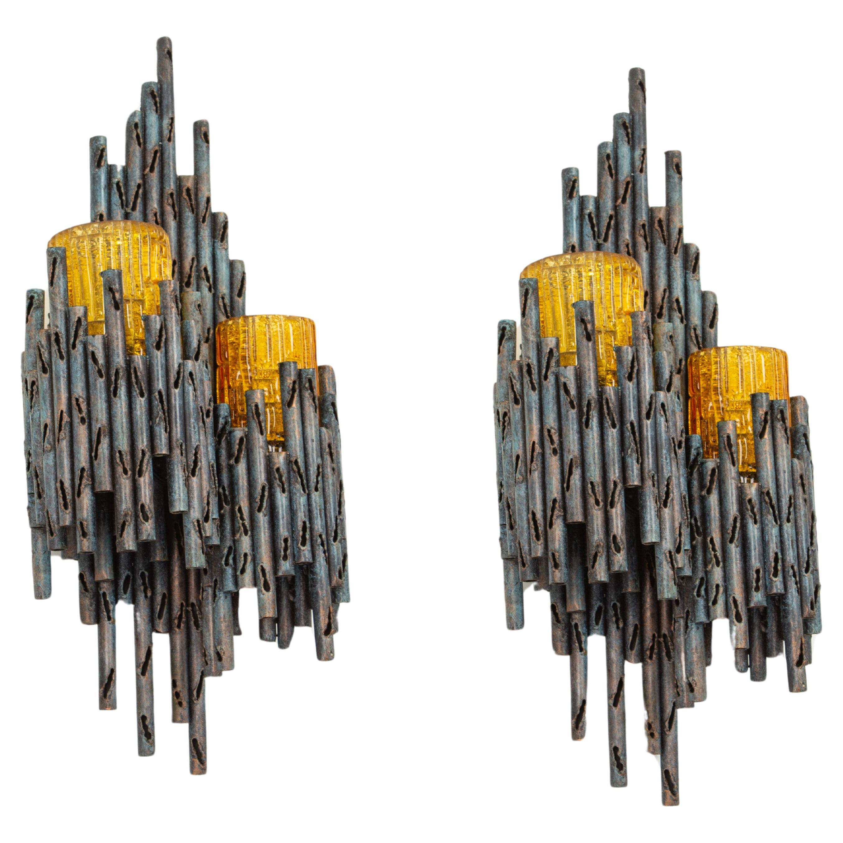 1 of 2 Mid-Century Murano Wall Sconces by Tom Ahlstrom and Hans Ehrlich For Sale
