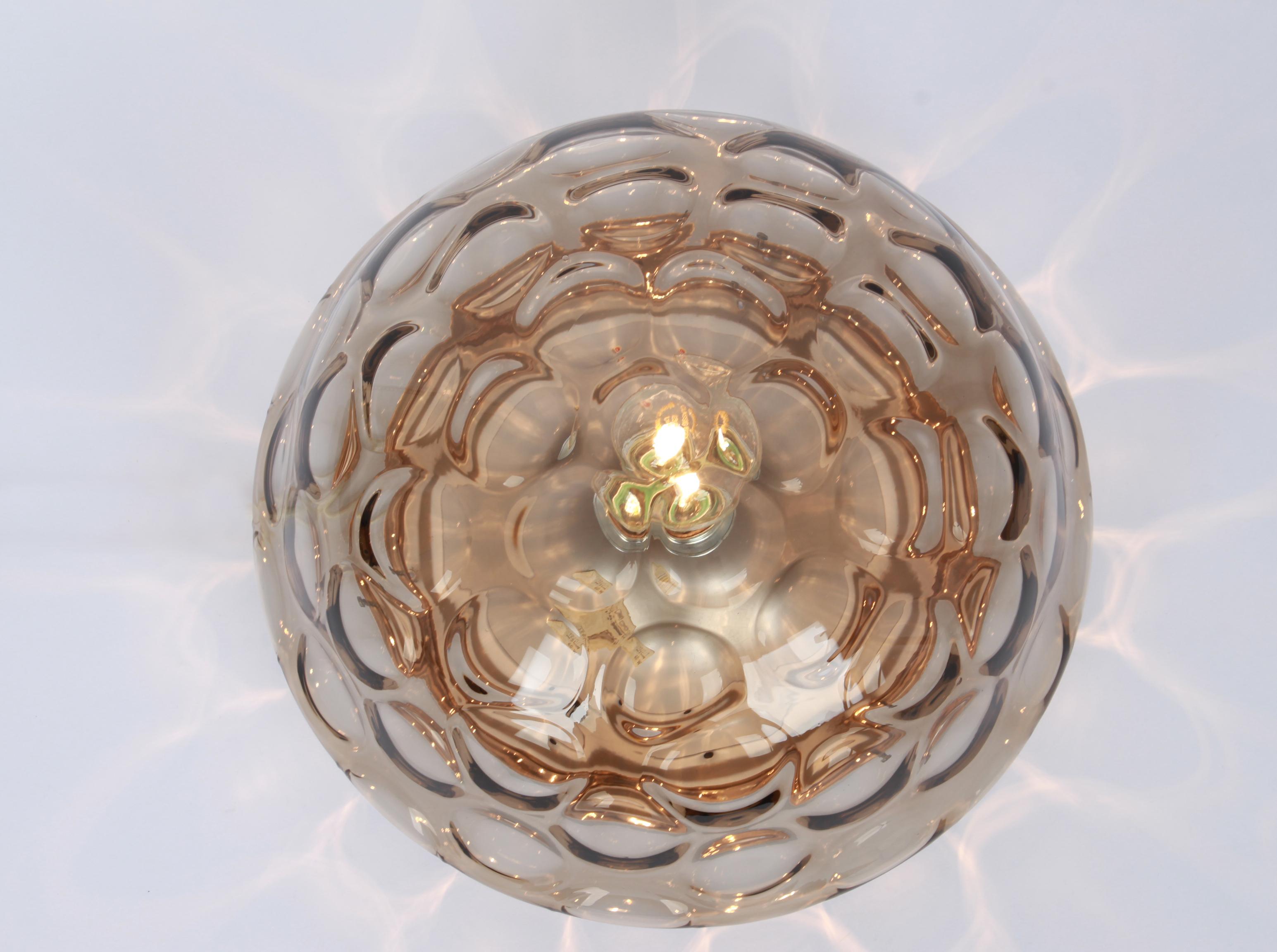 1 of 2 Midcentury Flushmount / Wall Light Smoked Glass, Sputnik, Germany For Sale 10