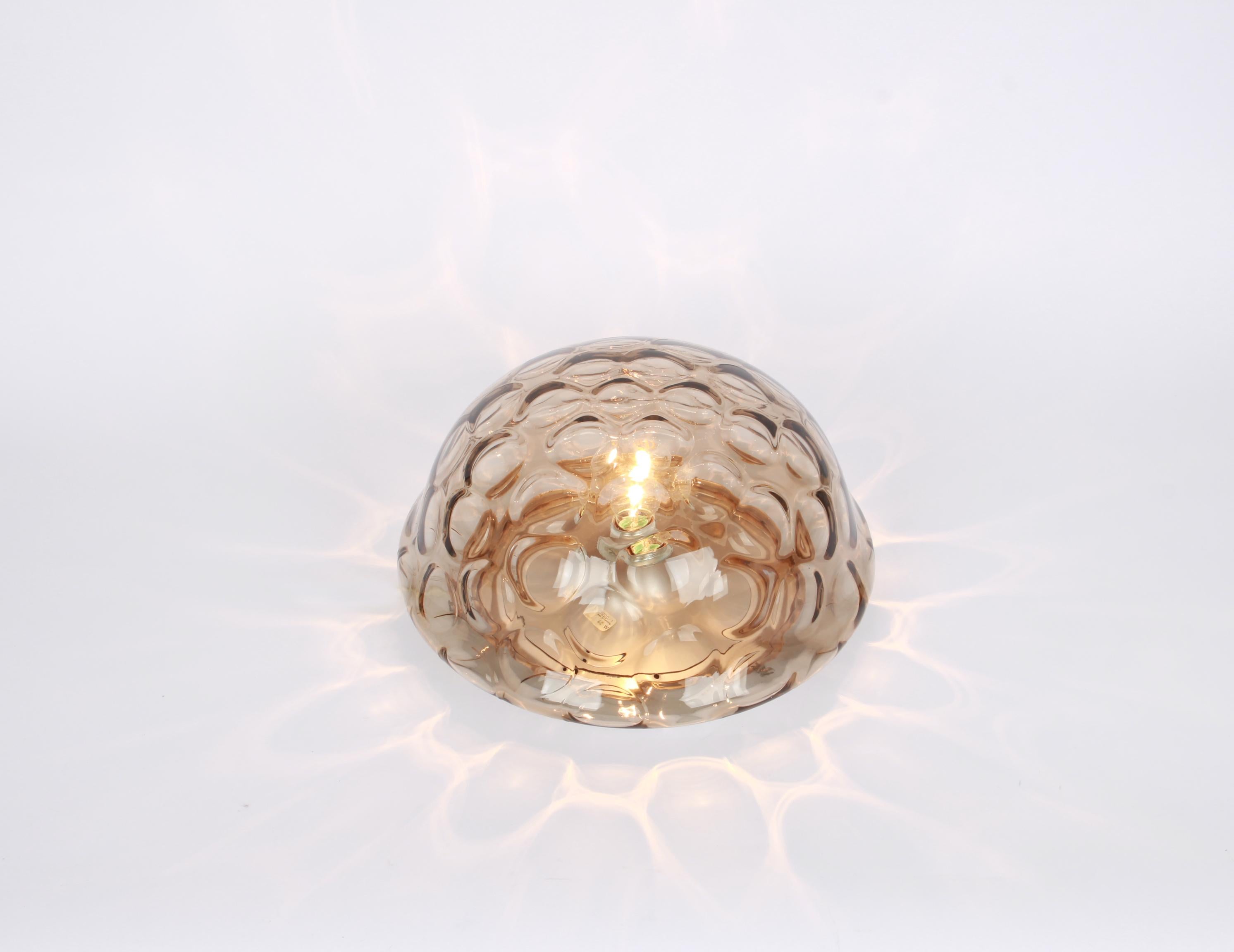 1 of 2 Midcentury Flushmount / Wall Light Smoked Glass, Sputnik, Germany For Sale 11
