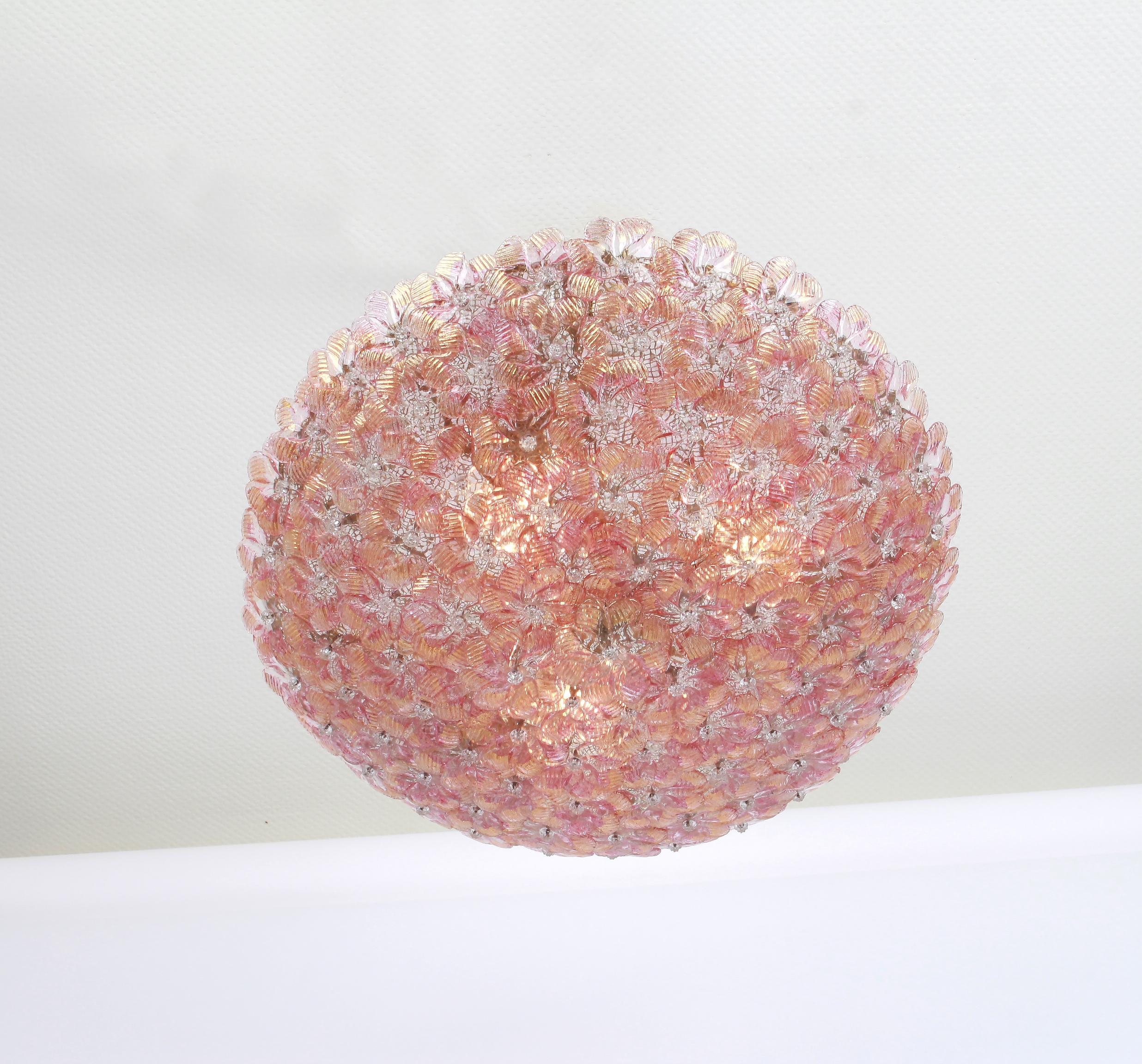 1 of 2 Midcentury Murano Glass Ceiling Fixture by Barovier & Toso, Italy, 1960s For Sale 5