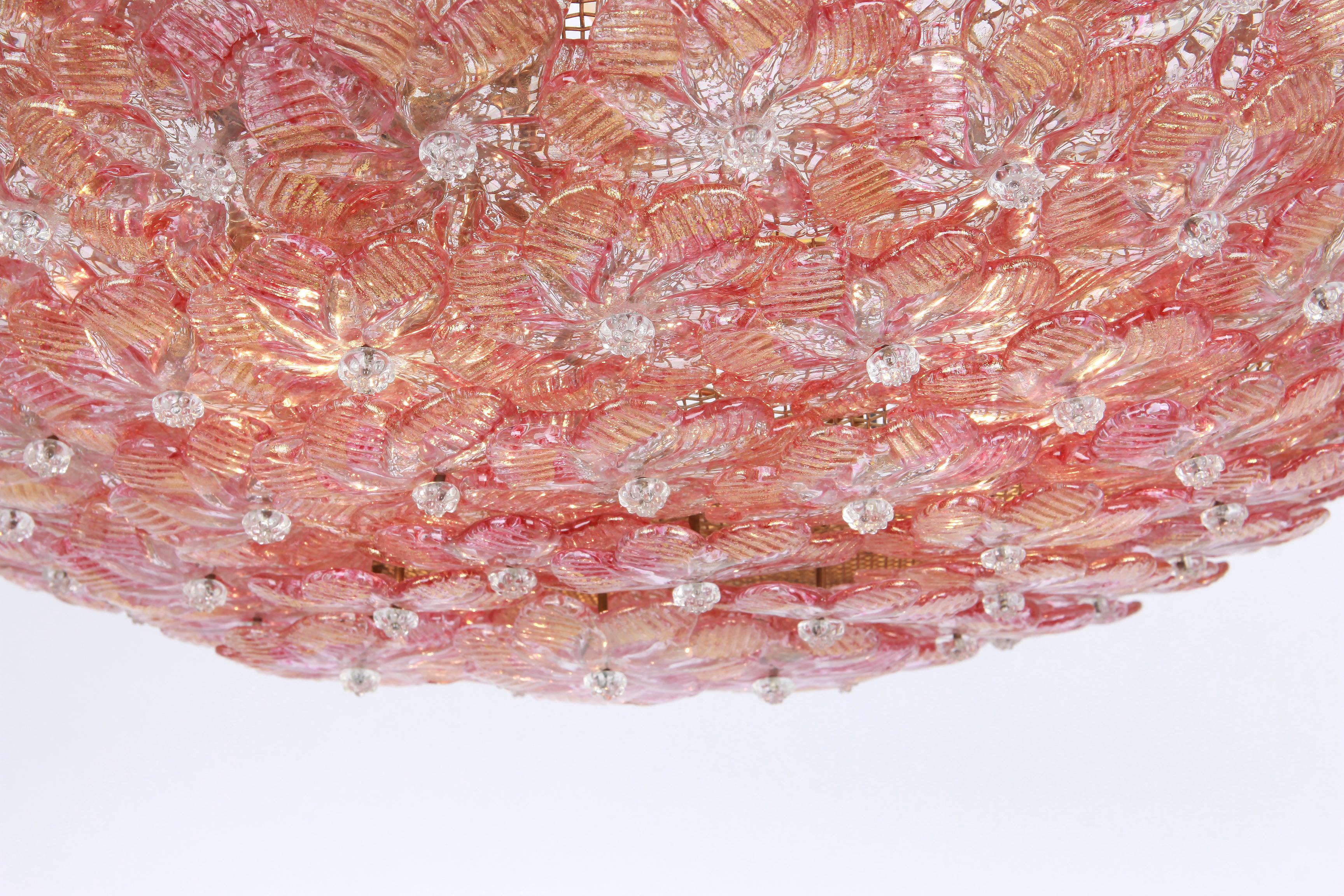 Mid-Century Modern 1 of 2 Midcentury Murano Glass Ceiling Fixture by Barovier & Toso, Italy, 1960s For Sale