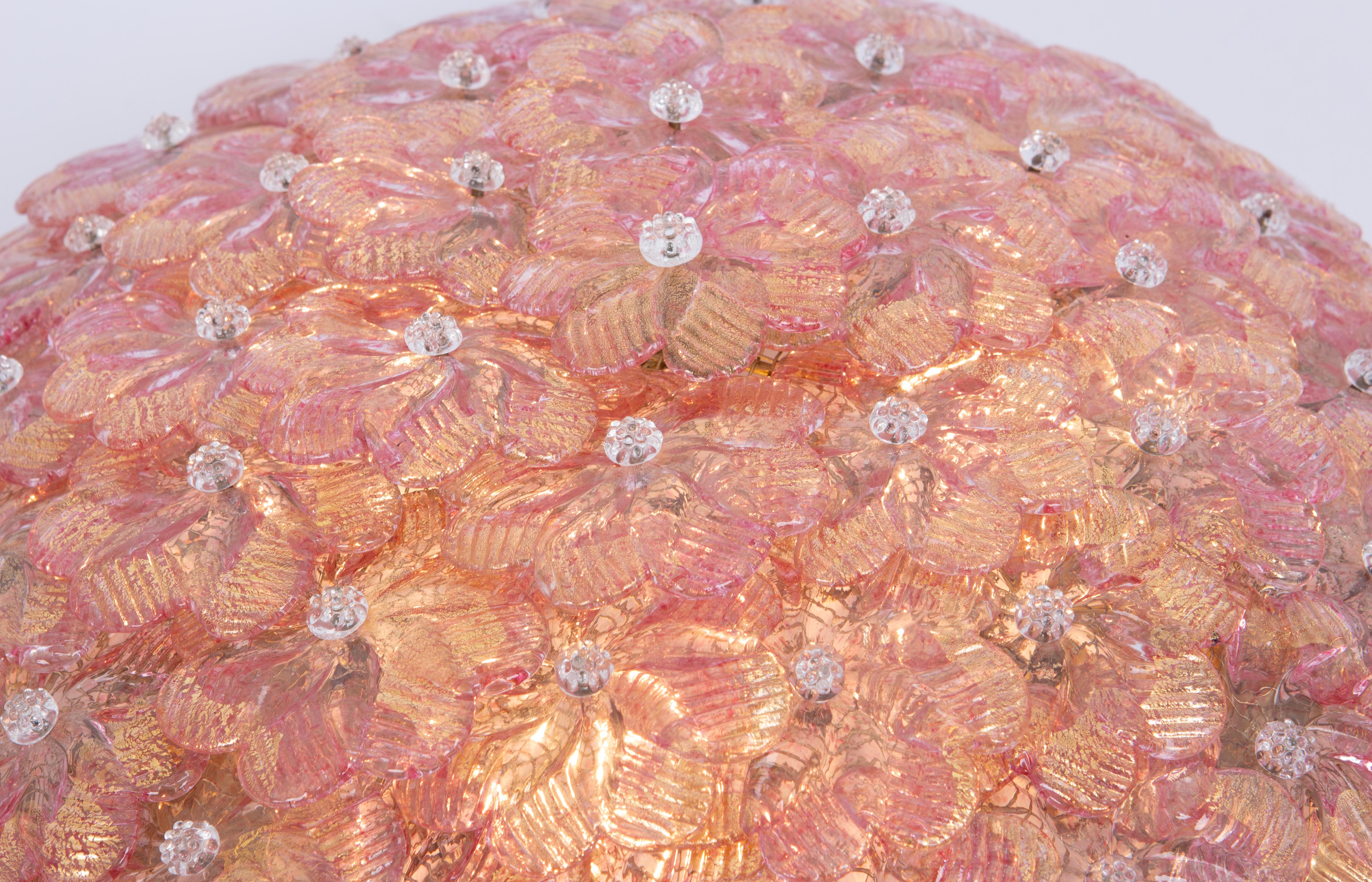 1 of 2 Midcentury Murano Glass Ceiling Fixture by Barovier & Toso, Italy, 1960s For Sale 2