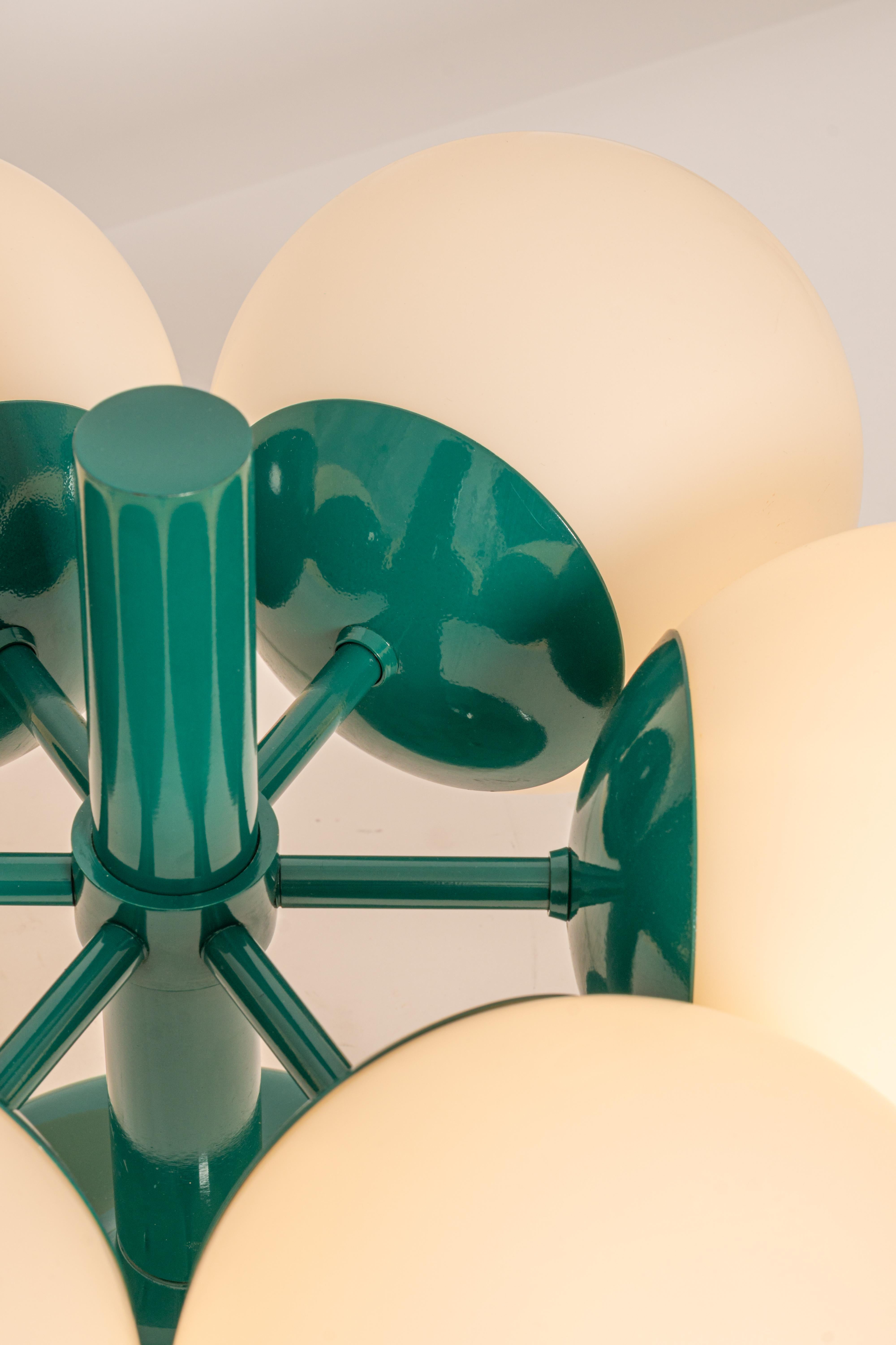 1 of 2 Midcentury Orbital Ceiling /Wall Lamp in Green by Kaiser
