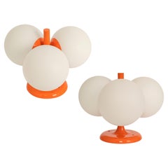 1 of 2 Midcentury Orbital Ceiling /Wall Lamp in Orange by Kaiser, Germany, 1970s