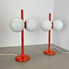1 of 2 Modernist Orange Sputnik Table Light Kaiser Leuchten, 1970s Germany
