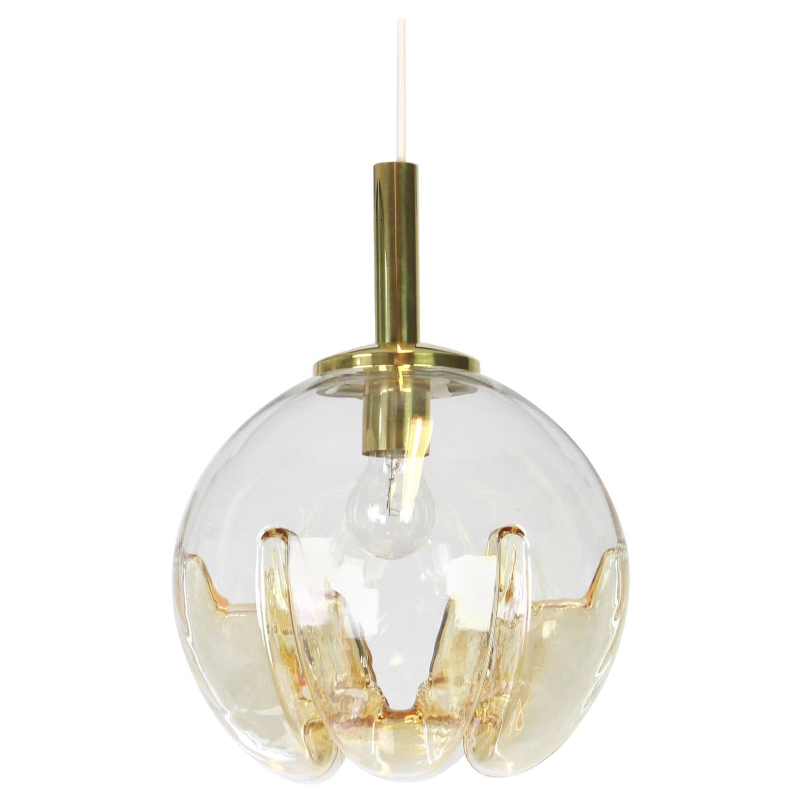 1 of 2 Murano Ball Pendant Light by Doria, Germany, 1970s