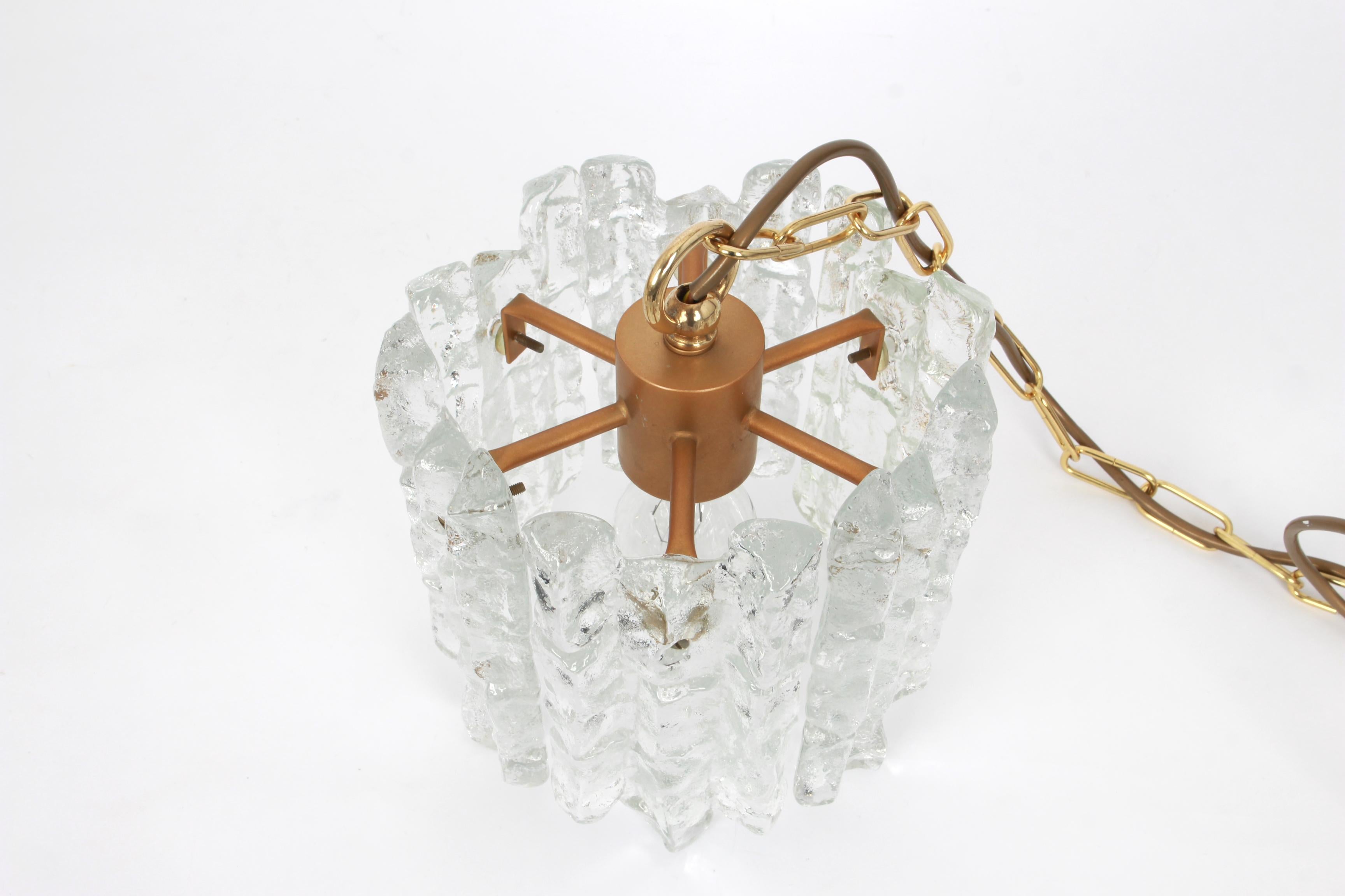 Mid-20th Century 1 of 3 Murano Ice Glass Pendants by Kalmar, Austria, 1960s