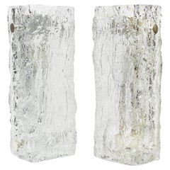 1 of 2 Murano Ice Glass Vanity Sconces by Kaiser, Germany, 1970s