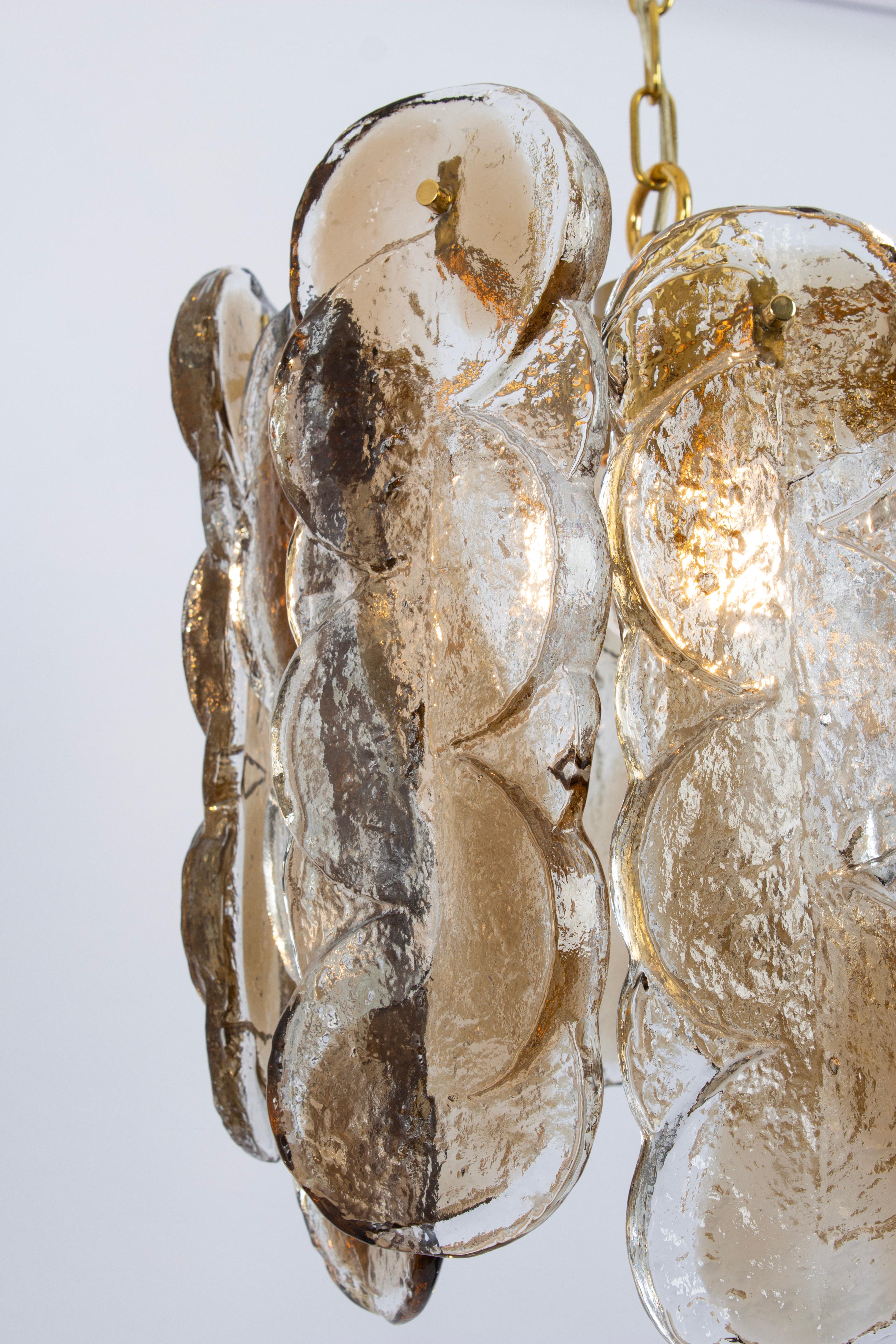 1 de 2 Lámpara de cristal ahumado de Murano Citrus by Kalmar, Austria, años 70 Moderno de mediados de siglo en venta