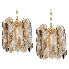 1 of 2 Murano Smoked Glass Chandelier Citrus by Kalmar, Austria, 1970s