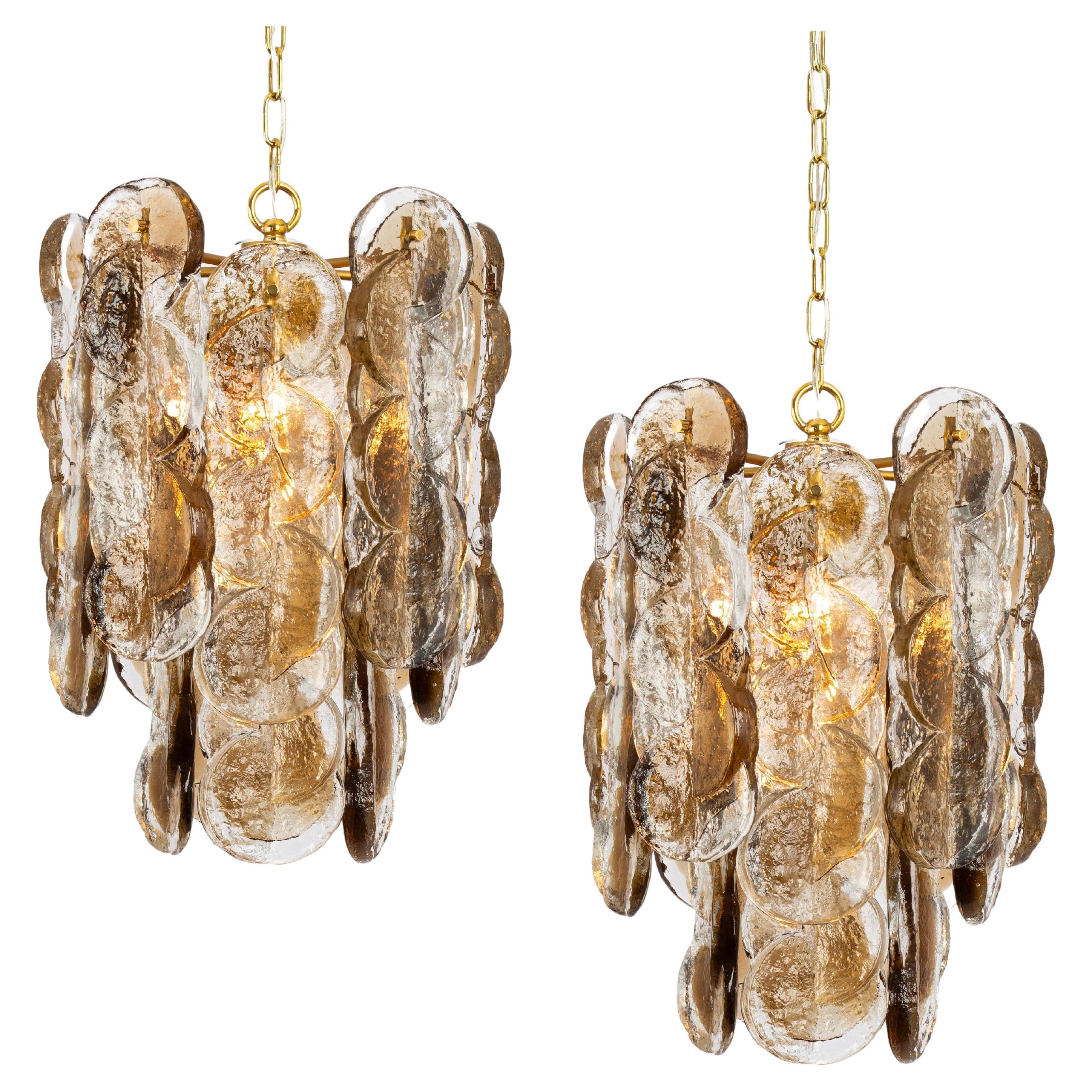 1 de 2 Lámpara colgante de cristal ahumado de Murano Citrus by Kalmar, Austria, 1970s