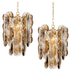 1 of 2 Murano Smoked Glass Pendant Light Citrus by Kalmar, Austria, 1970s