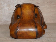 New Old Stock Liberty London Style Omersa Brown Leather Footstool Hippos