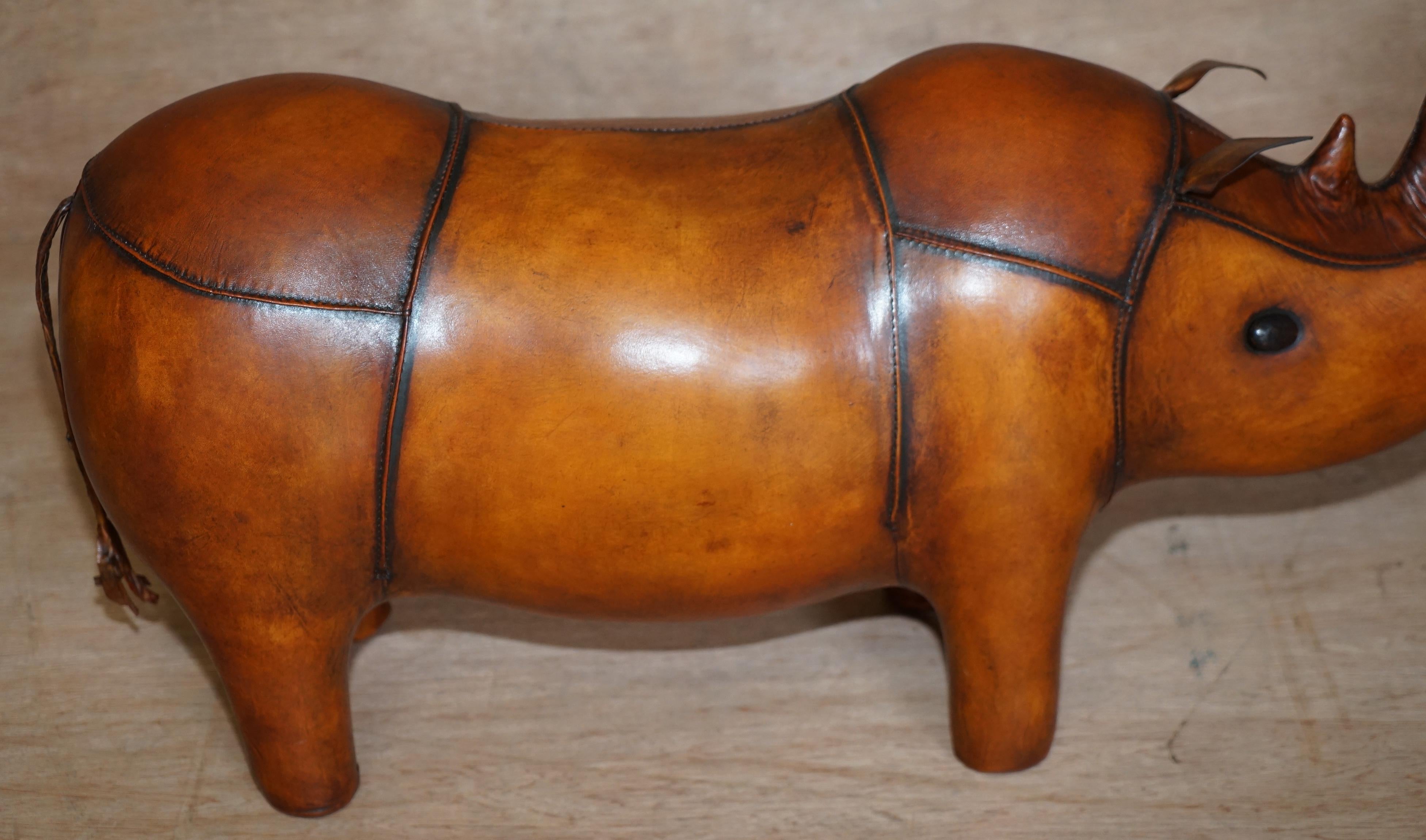 20th Century 1 of 2 New Old Stock Liberty London Style Omersa Brown Leather Footstool Rhino's
