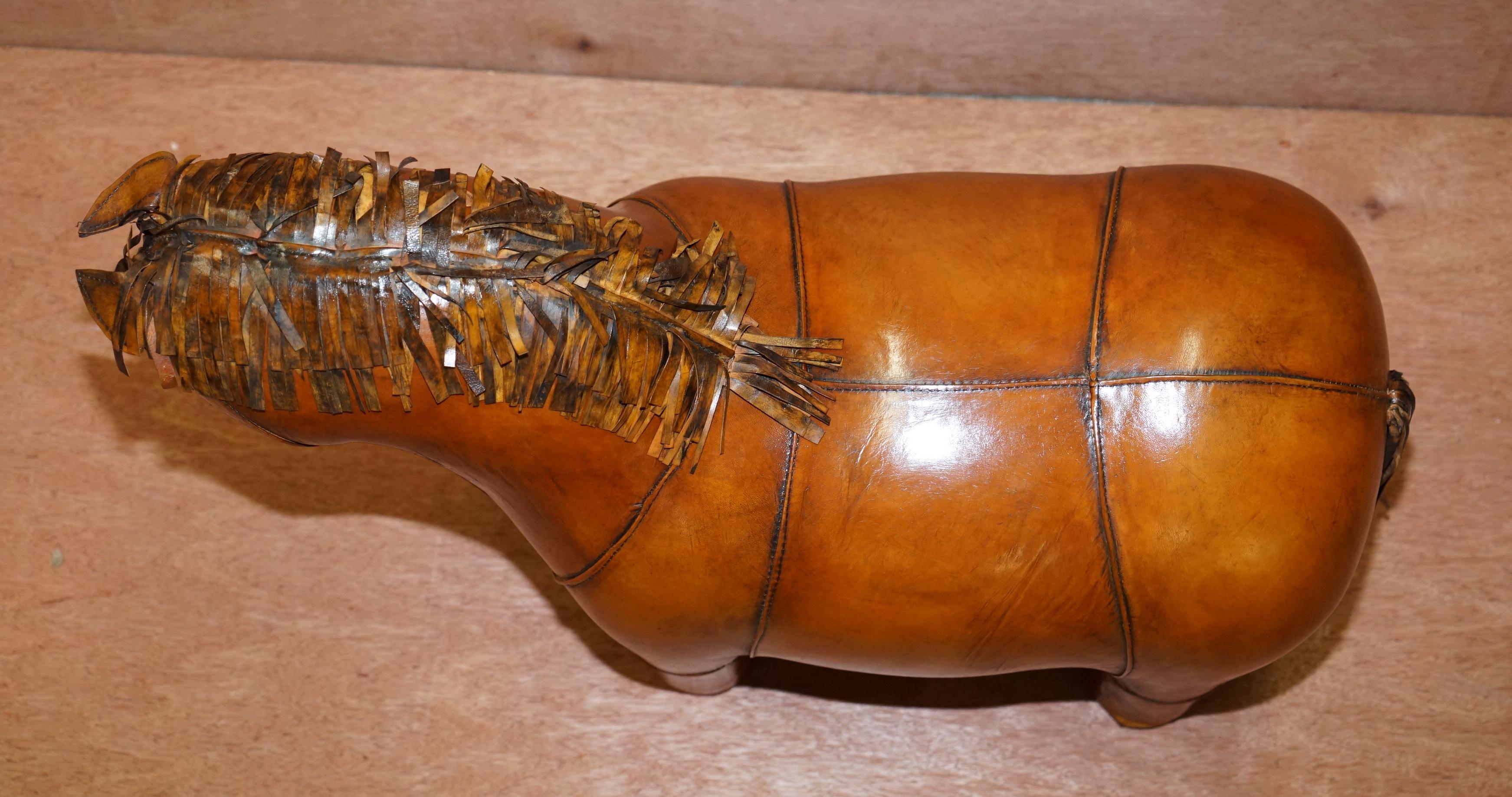 Mid-Century Modern 1 of 2 New Old Stock Liberty's London Omersa Style Leather Horse Pony Footstools