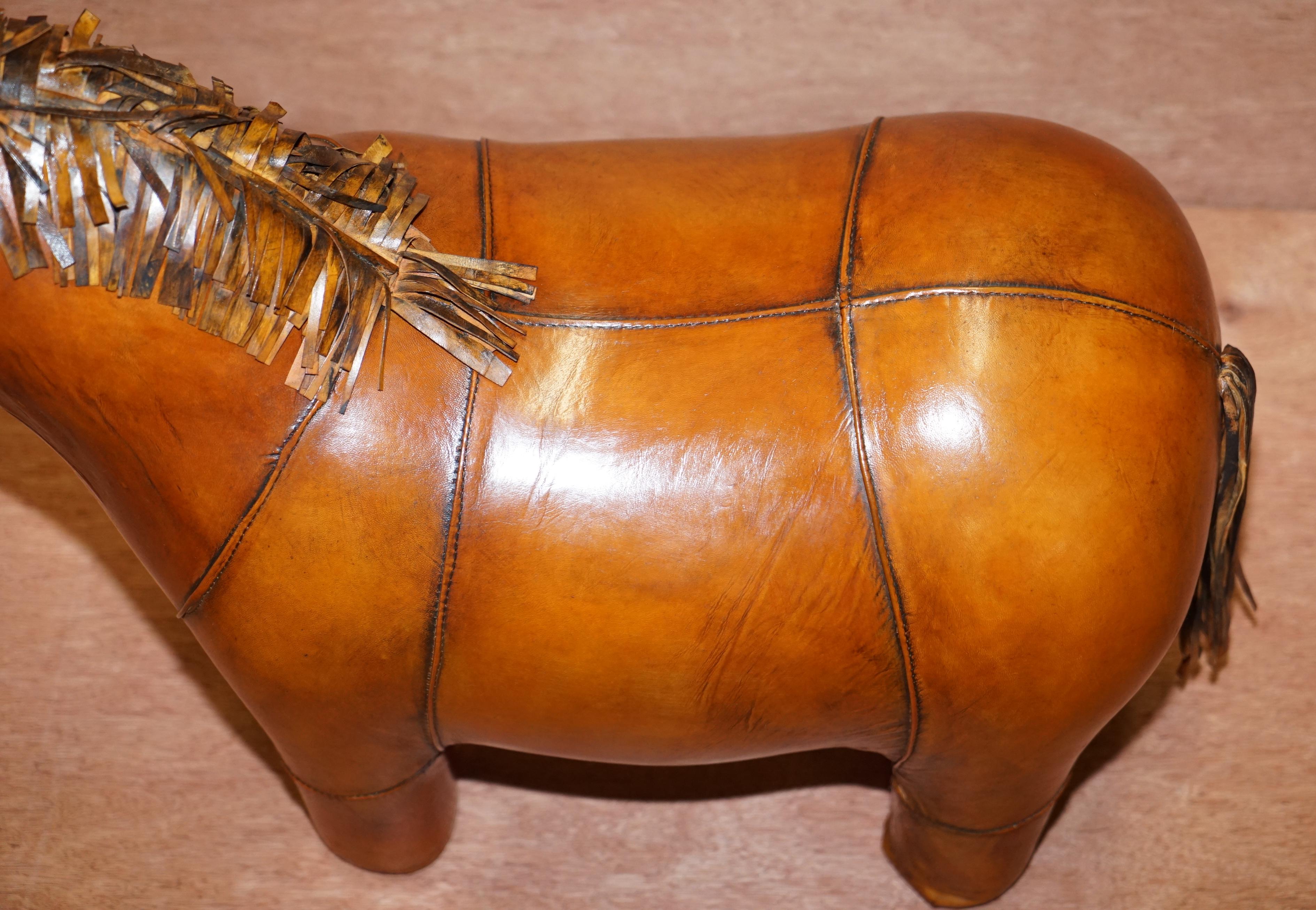 Hand-Crafted 1 of 2 New Old Stock Liberty's London Omersa Style Leather Horse Pony Footstools