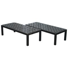 1 of 2 New Ralph Lauren Hollywood Black Leather Cocktail Coffee Table Bench