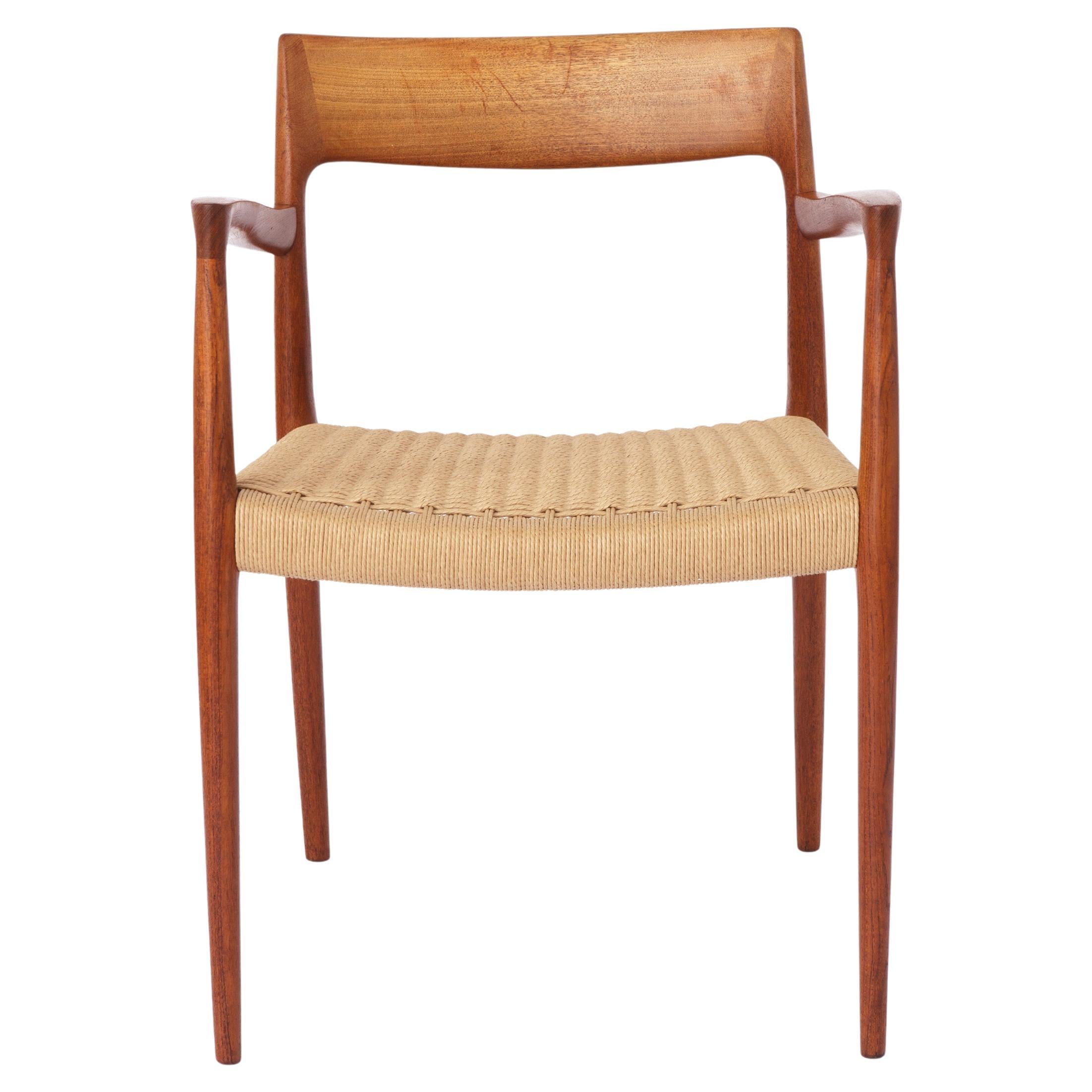 1 von 2 Niels Moller Sessel, Modell 57, 1950er Vintage, Sitz aus Papierkordel, Esszimmer