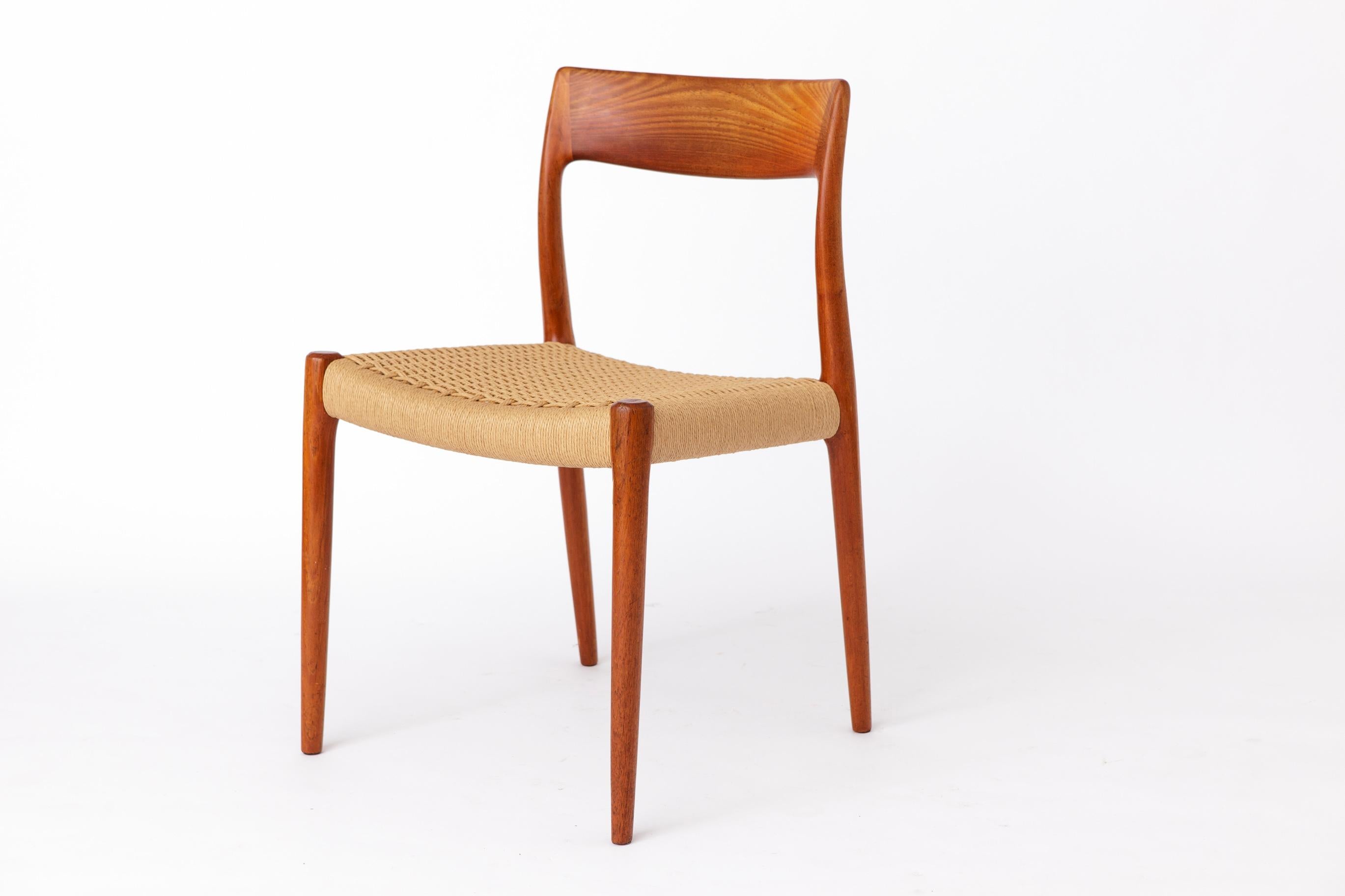 Polished 1 of 2 Niels Moller Chair - Repaired, 1950s, Model 77, Danish Teak