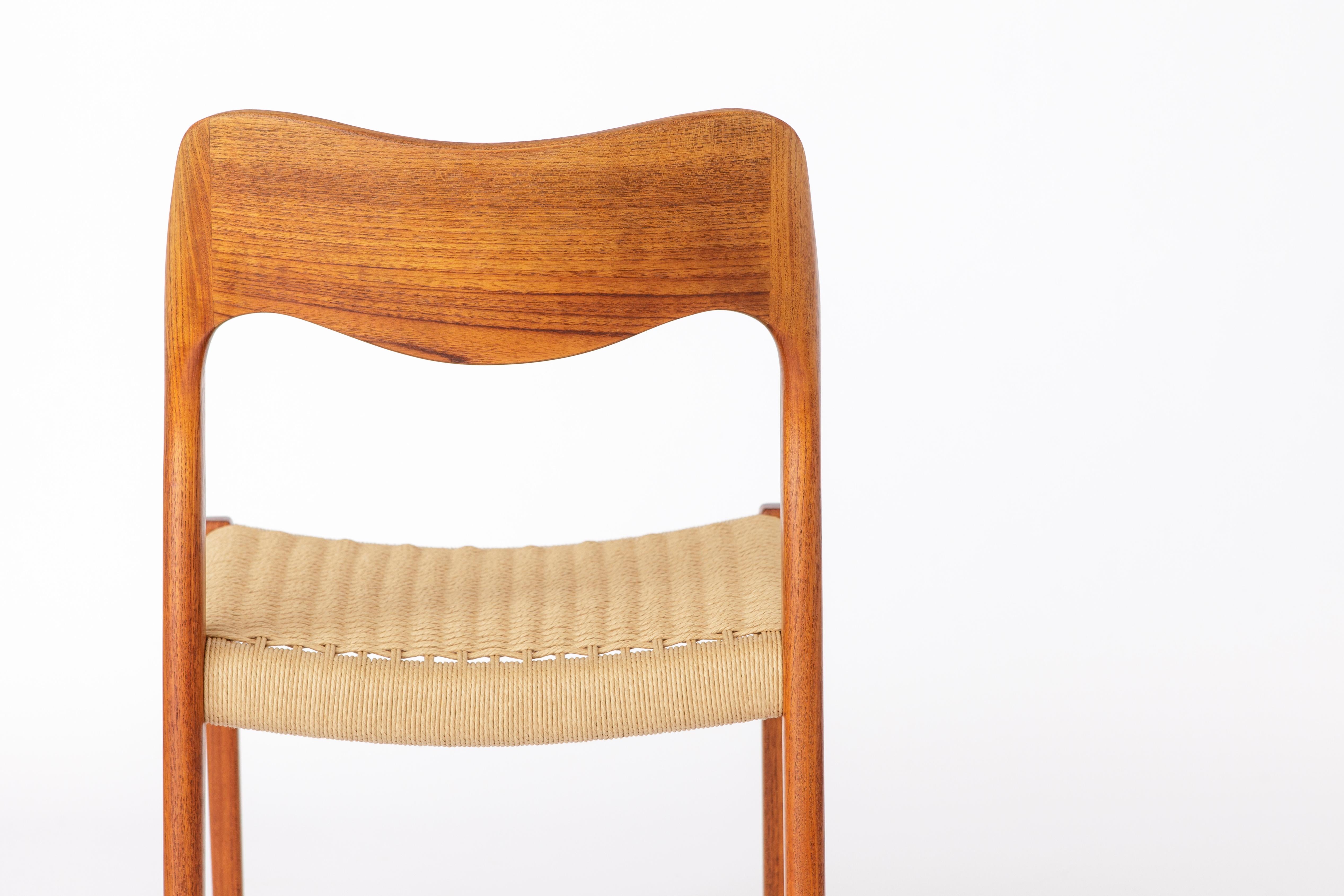 Mid-20th Century 1 of 2 Niels Moller Chairs Model 71 1950s Vintage Teak  For Sale