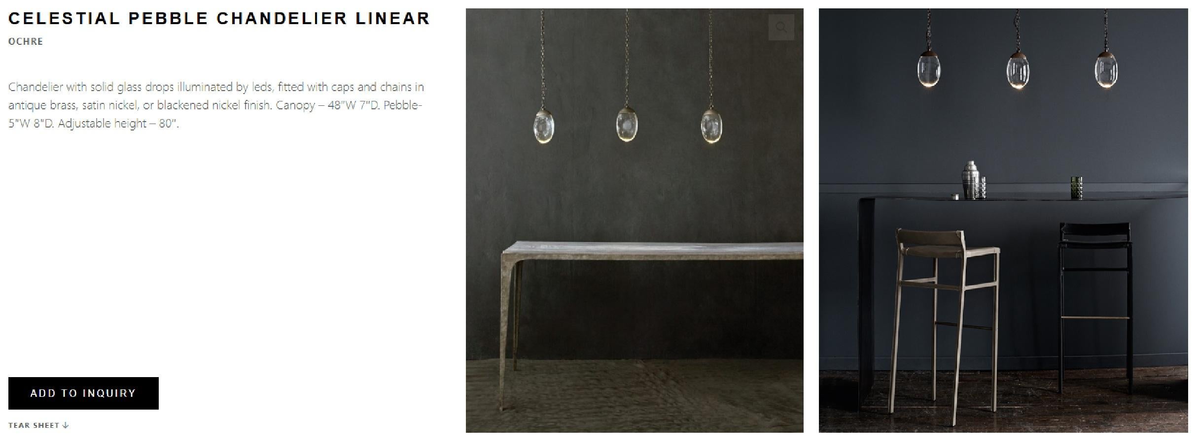Royal House Antiques

Royal House Antiques is delighted to offer for sale 1 of 2 original Ochre Celestial three Pebble Chandelier Linear lights RRP £7,999 ideal for kitchen islands and dining room tables 

This sale is for one piece with the option