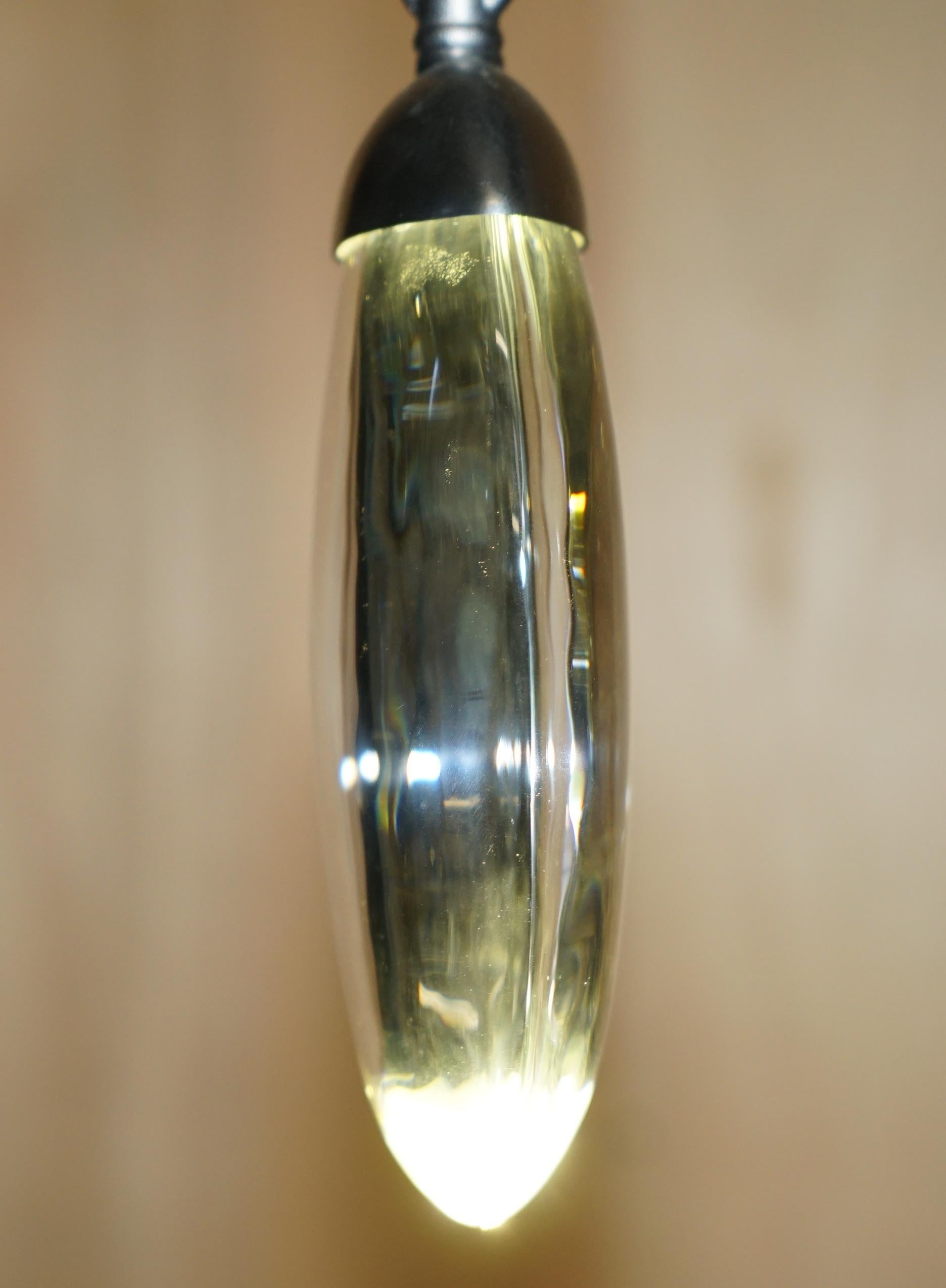 Glass 1 OF 2 OCHRE CELESTIAL THREE PEBBLE CHANDELIER LINEAR KITCHEN LIGHTs For Sale
