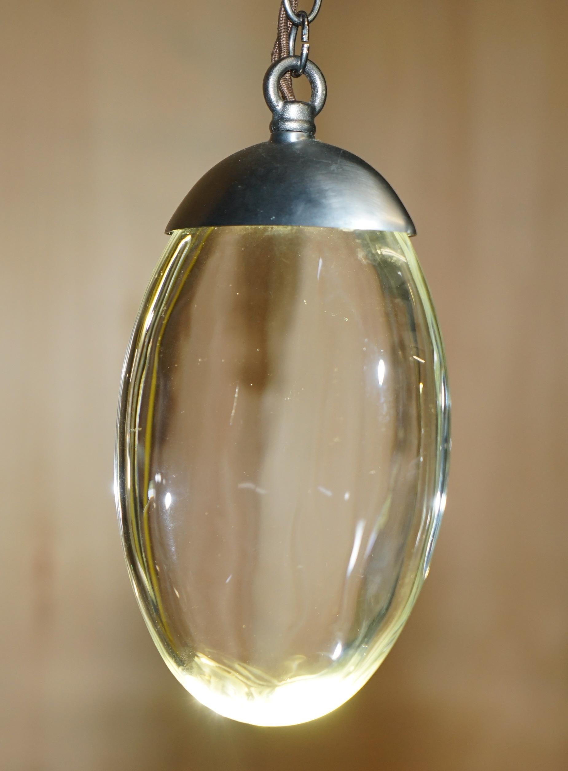 1 OF 2 OCHRE CELESTIAL THREE PEBBLE CHANDELIER LINEAR KITCHEN LIGHTs For Sale 1