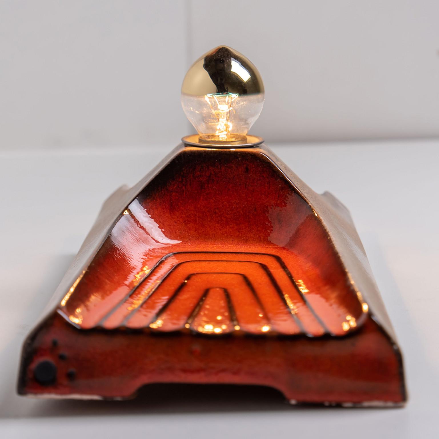 1 of 2 Orange Brown Ceramic Wall Lights, Germany, 1970 For Sale 5