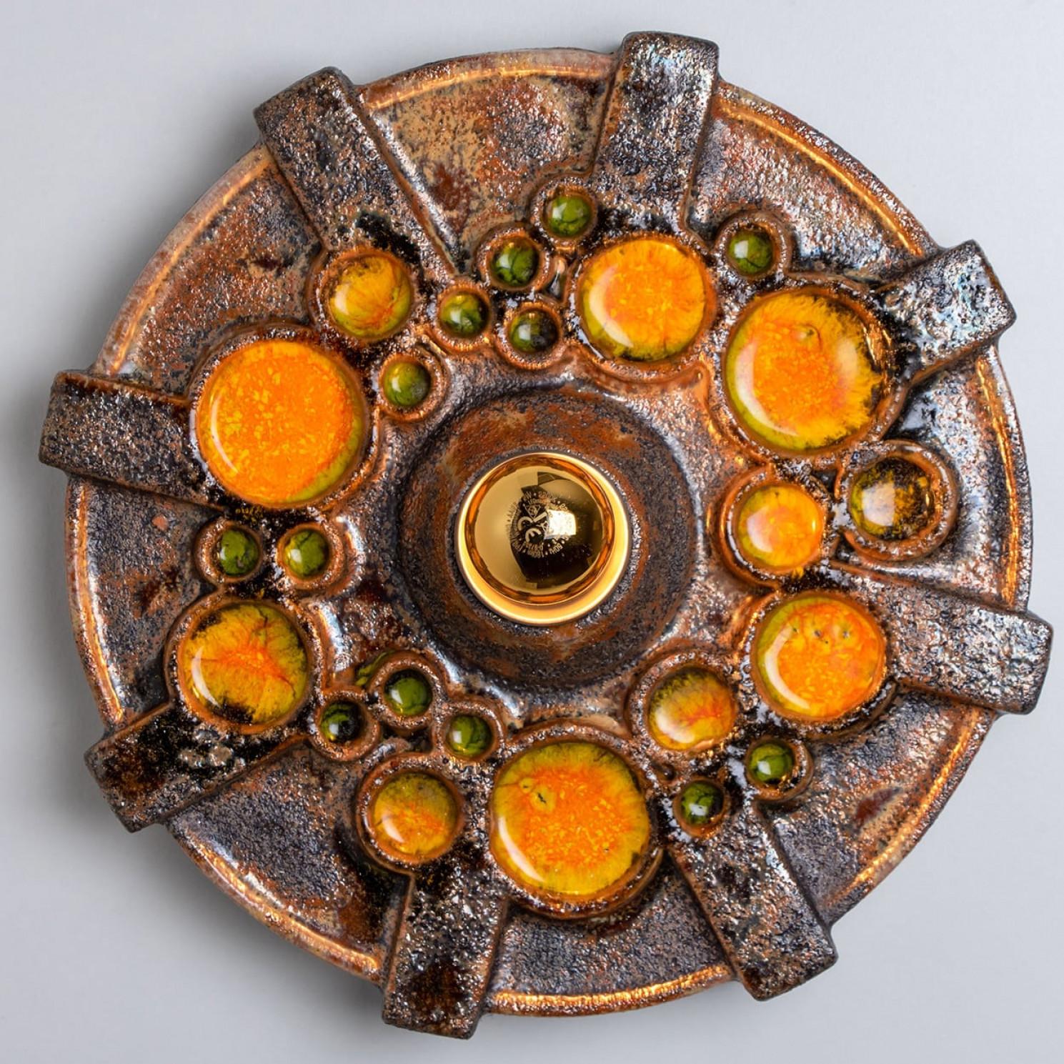 1 von 2 Orange Brown Star Wall Lights Flush Mounts Kaiser Leuchten, Deutschland im Angebot 3