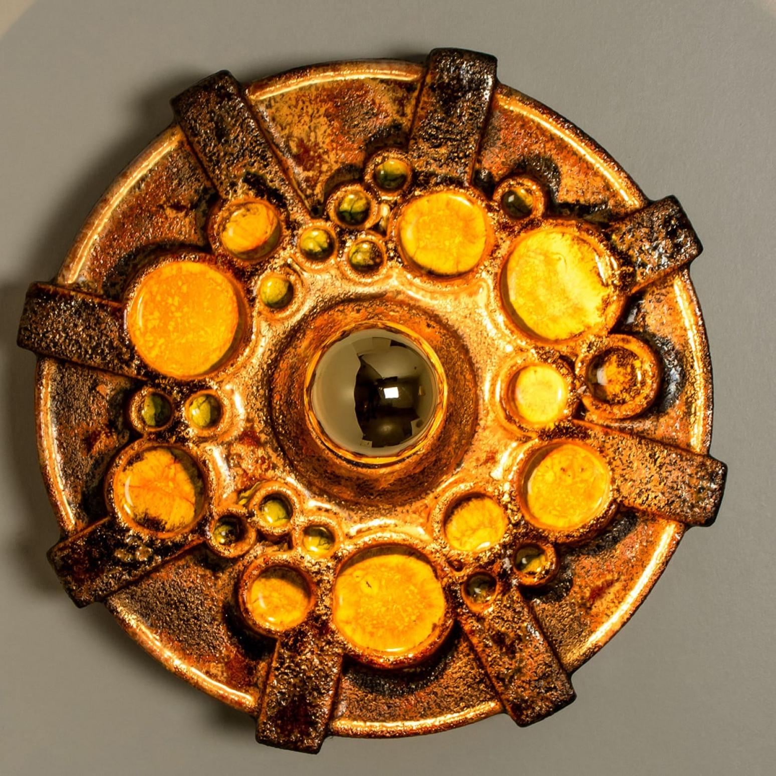 1 von 2 Orange Brown Star Wall Lights Flush Mounts Kaiser Leuchten, Deutschland im Angebot 3