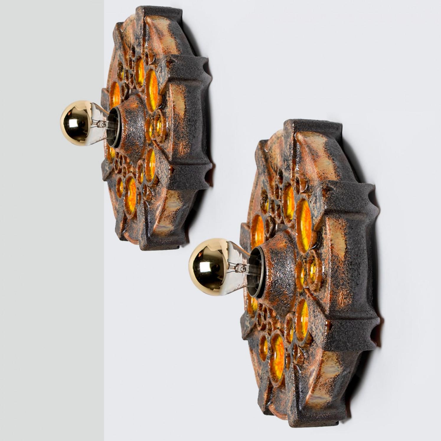 1 von 2 Orange Brown Star Wall Lights Flush Mounts Kaiser Leuchten, Deutschland (Ende des 20. Jahrhunderts) im Angebot