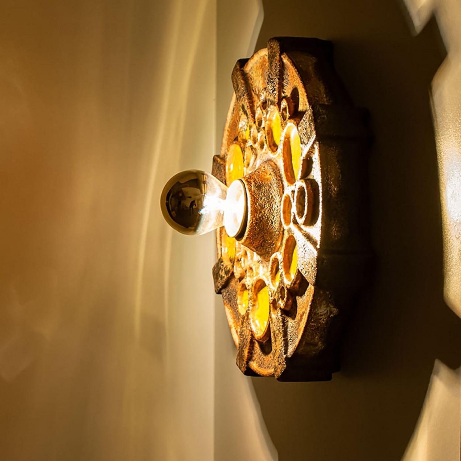 1 von 2 Orange Brown Star Wall Lights Flush Mounts Kaiser Leuchten, Deutschland (Keramik) im Angebot