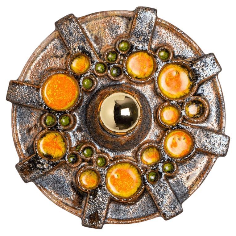 1 of 2 Orange Brown Star Wall Lights Flush Mounts Kaiser Leuchten, Germany For Sale