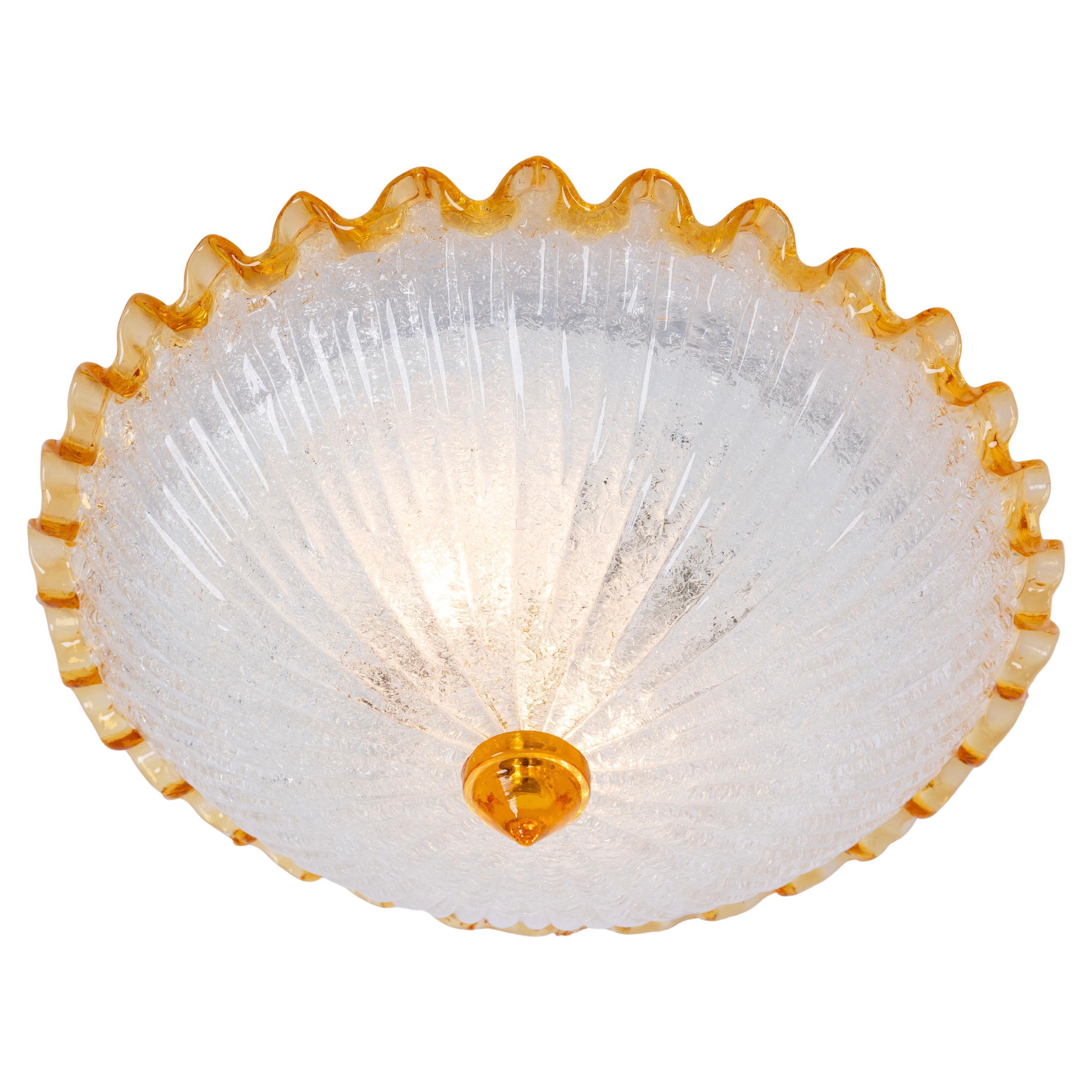 1 of 2 Orange Murano Glass Ceiling Fixture, Murano, Italy, 1970