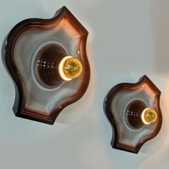 1 of 2 Oval Grey Brown Ceramic Wall Lights by Hustadt Keramik, Germany, 1970